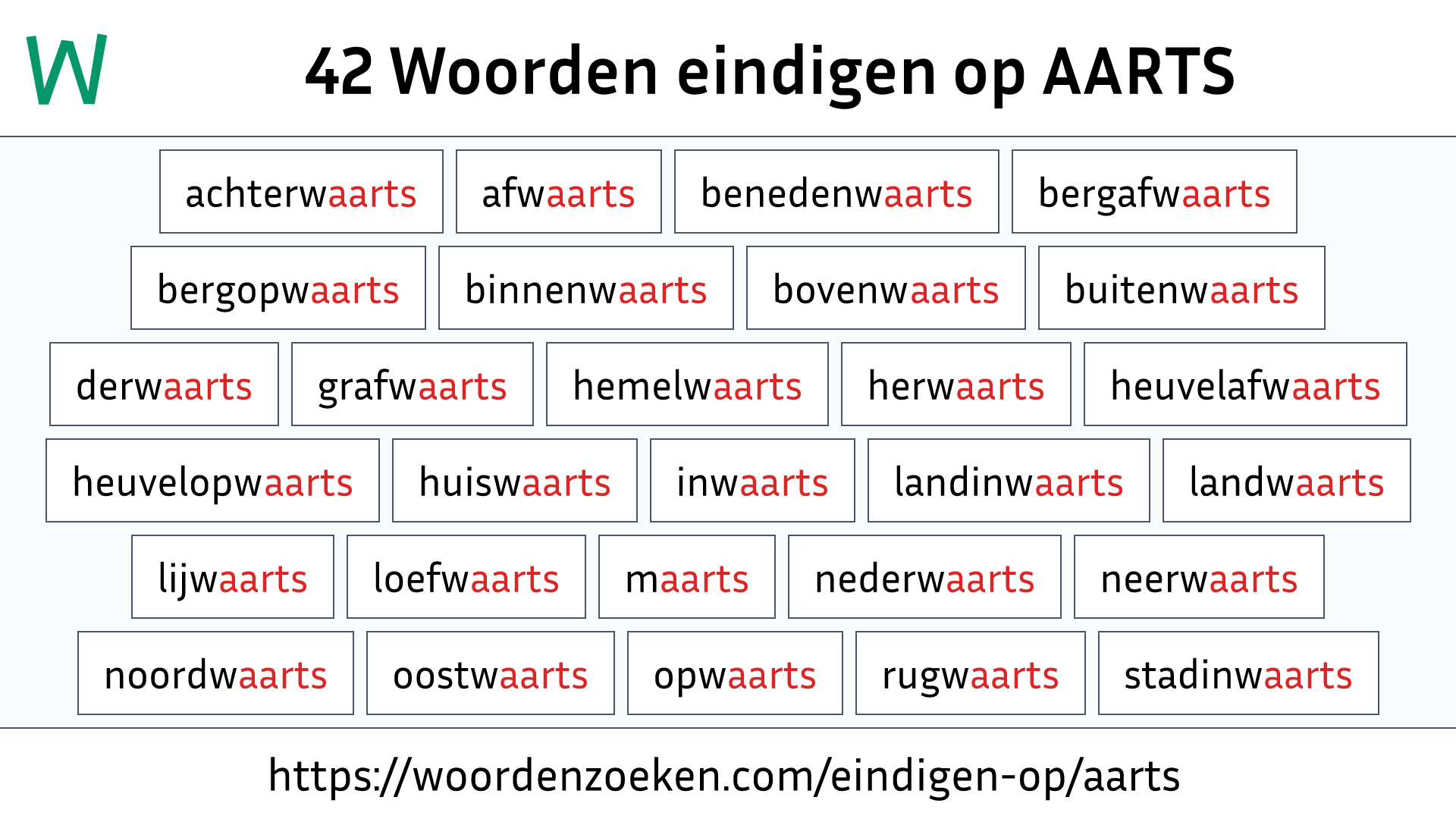 Woorden eindigen op AARTS