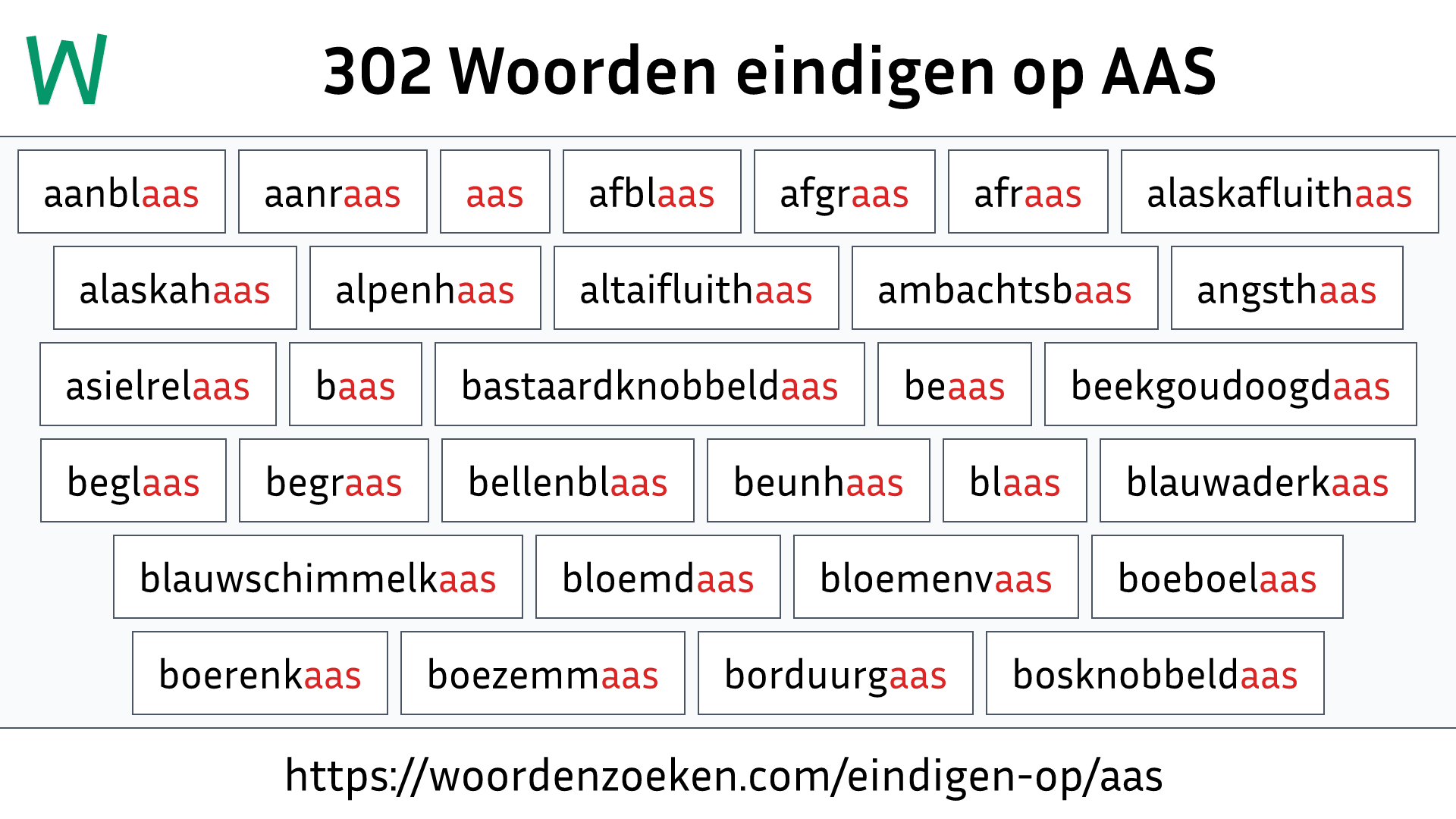 Woorden eindigen op AAS