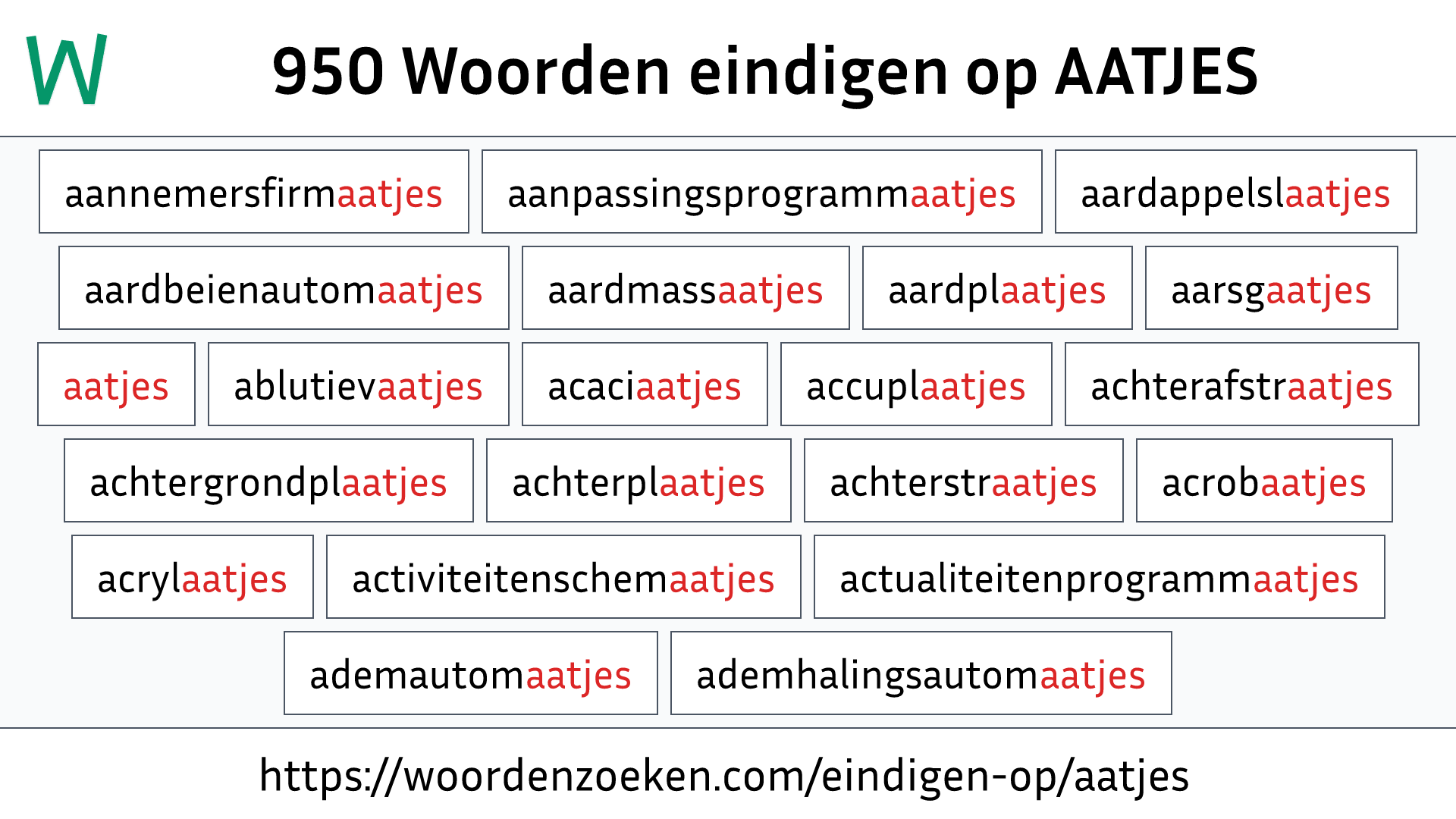 Woorden eindigen op AATJES