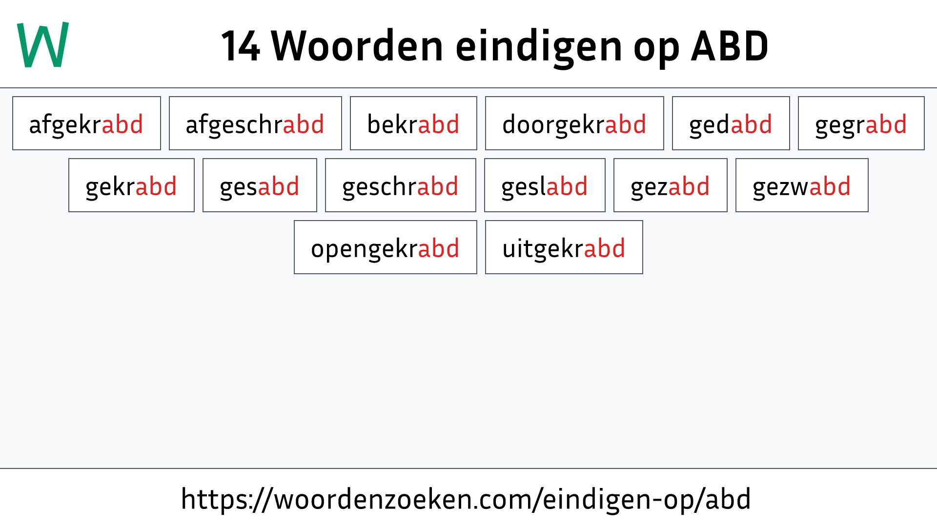 Woorden eindigen op ABD