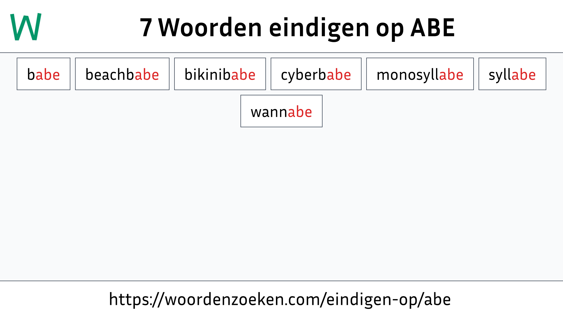 Woorden eindigen op ABE