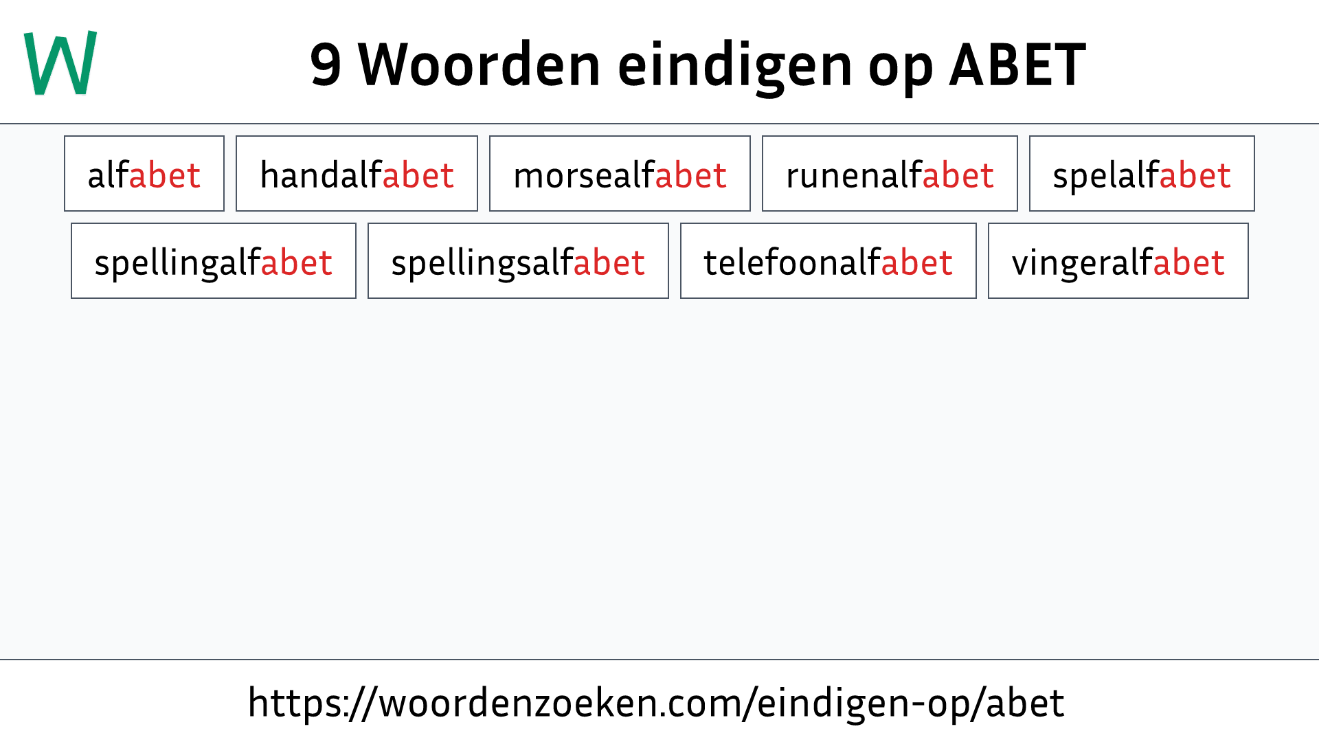 Woorden eindigen op ABET