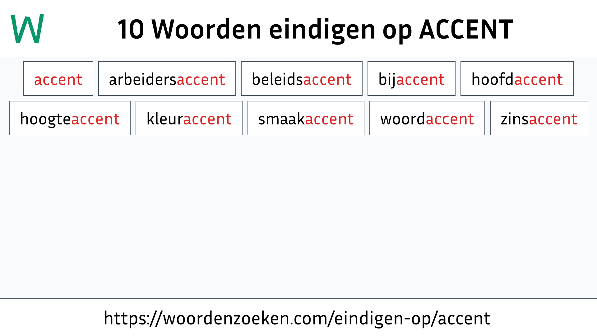 Woorden eindigen op ACCENT