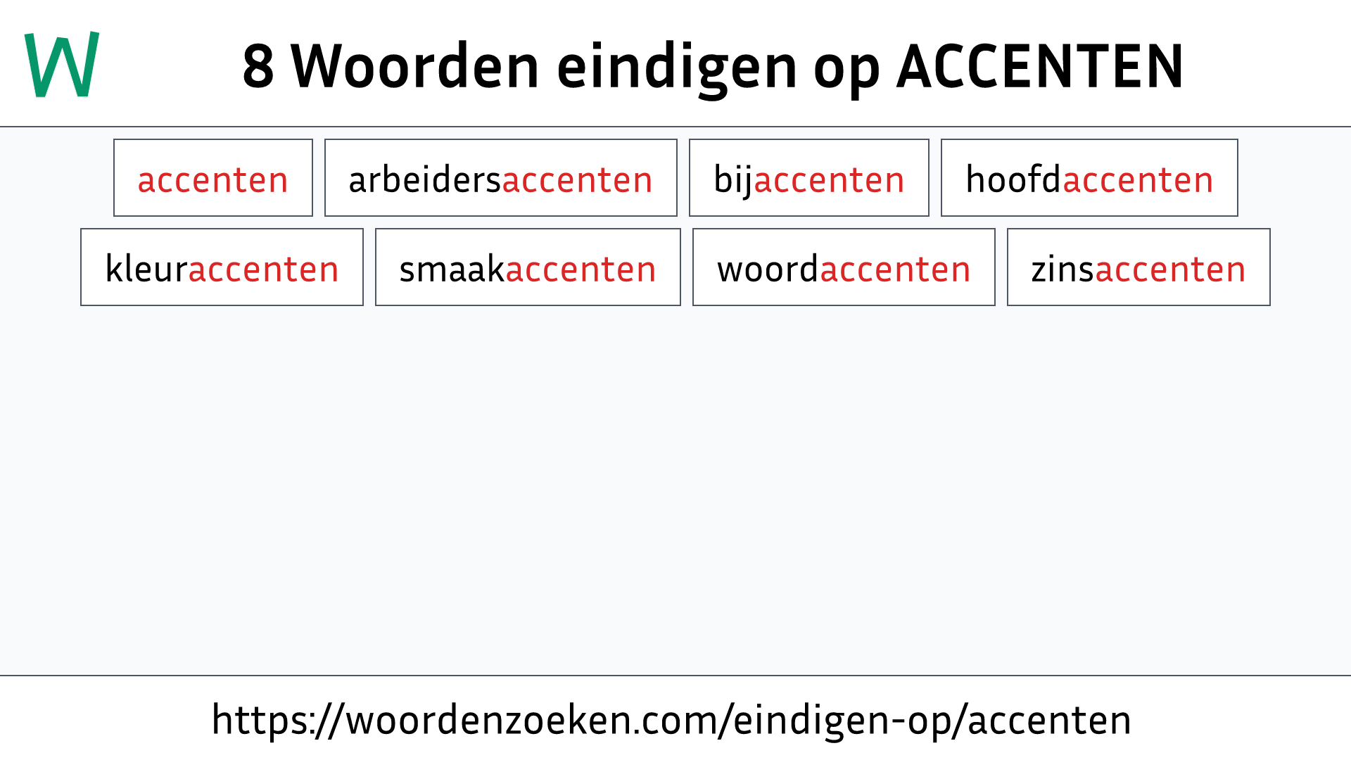 Woorden eindigen op ACCENTEN