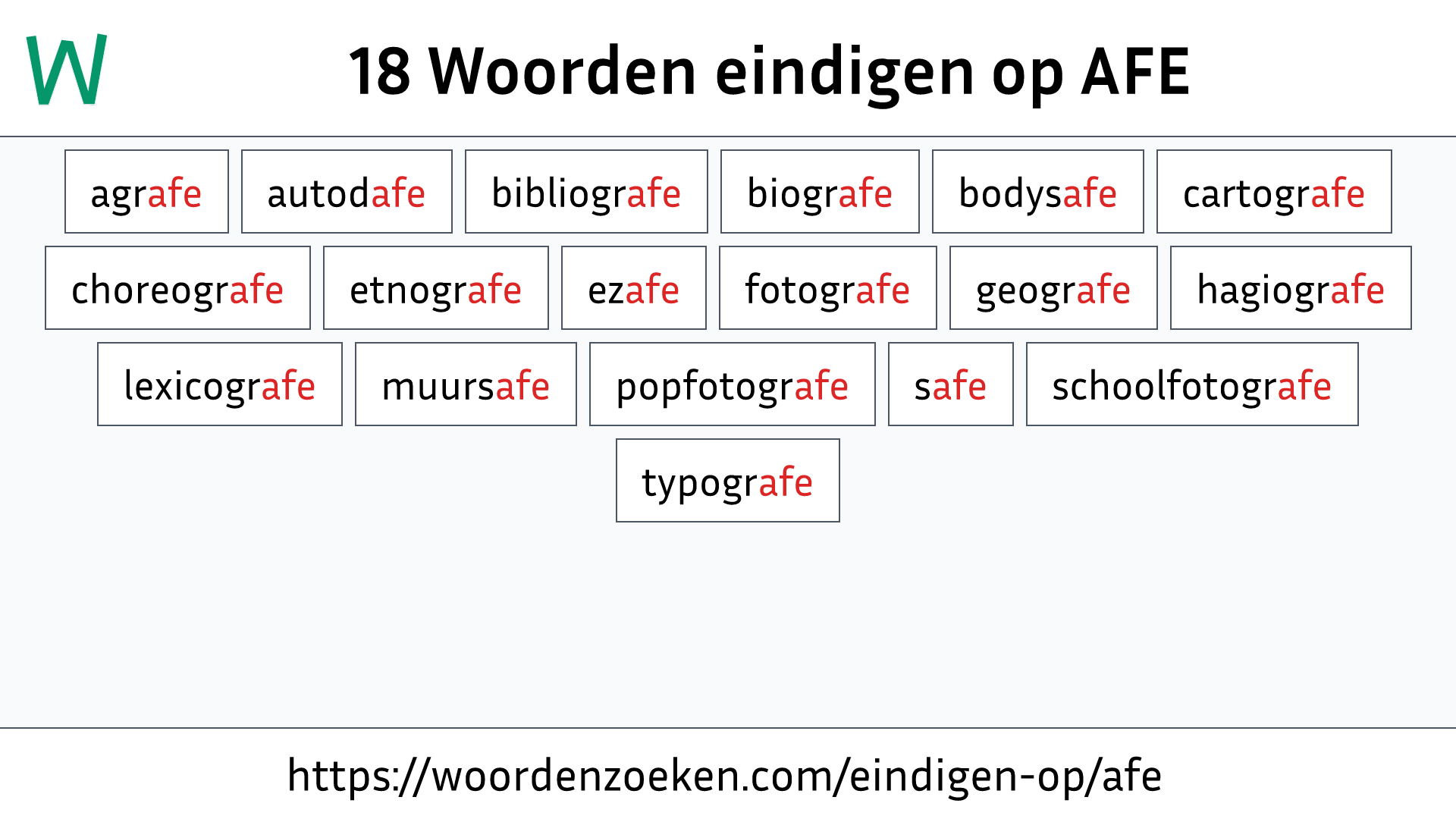 Woorden eindigen op AFE