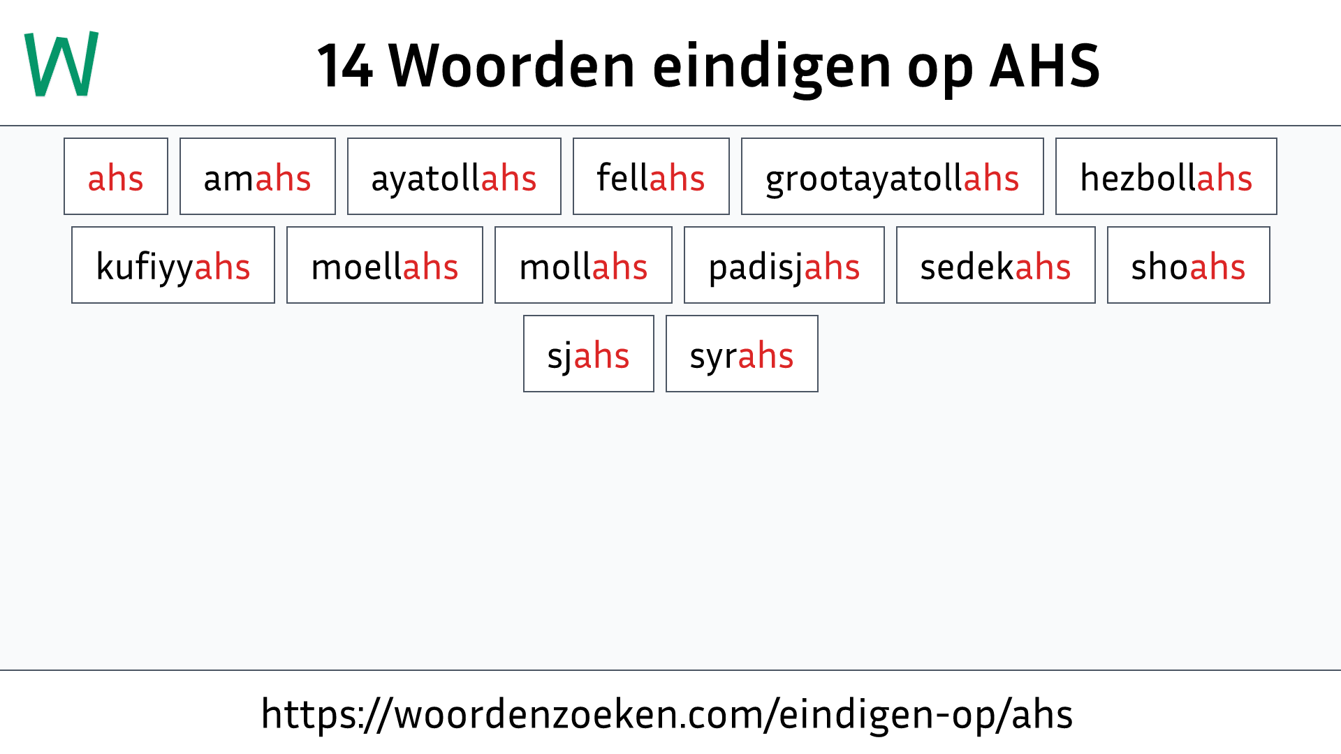 Woorden eindigen op AHS