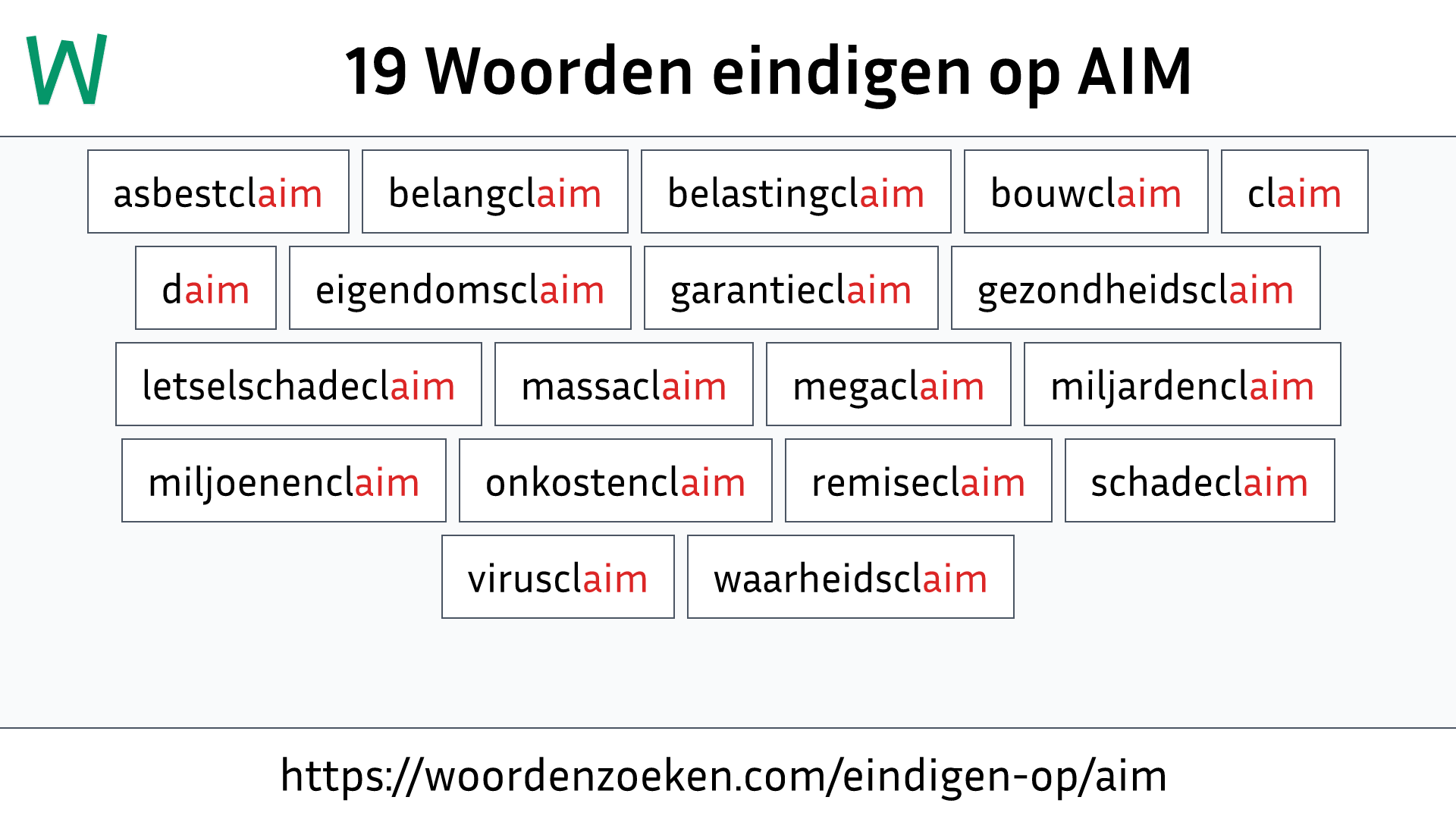 Woorden eindigen op AIM