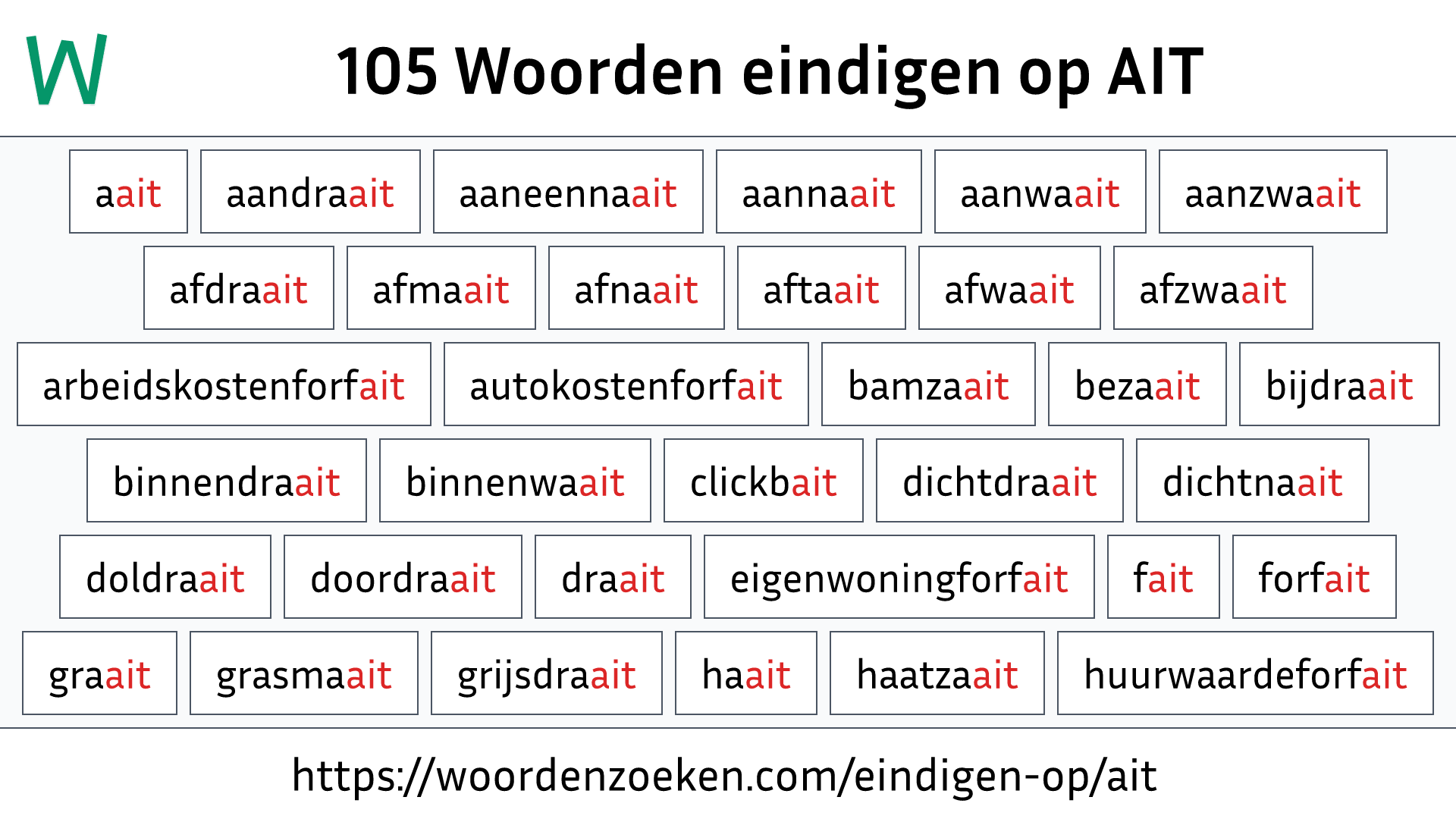 Woorden eindigen op AIT