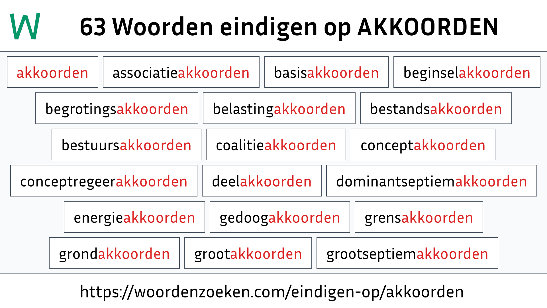 Woorden eindigen op AKKOORDEN