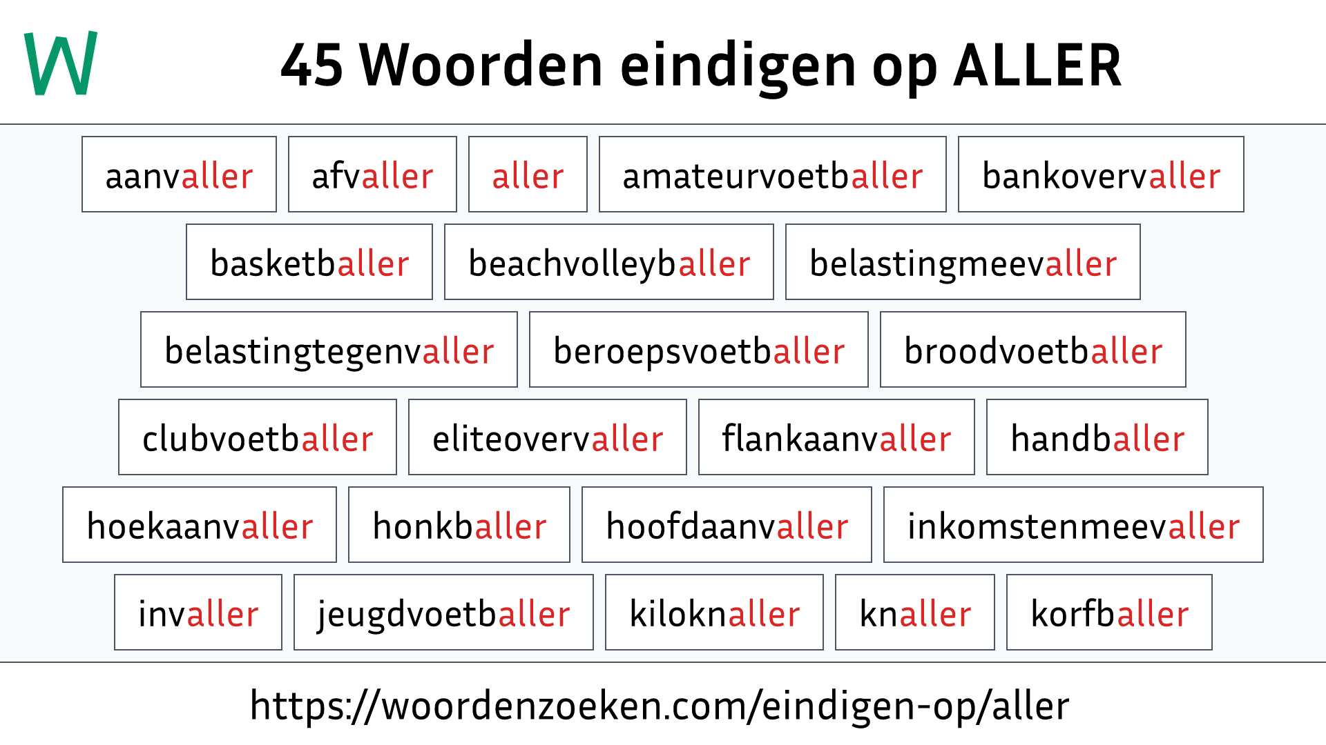 Woorden eindigen op ALLER