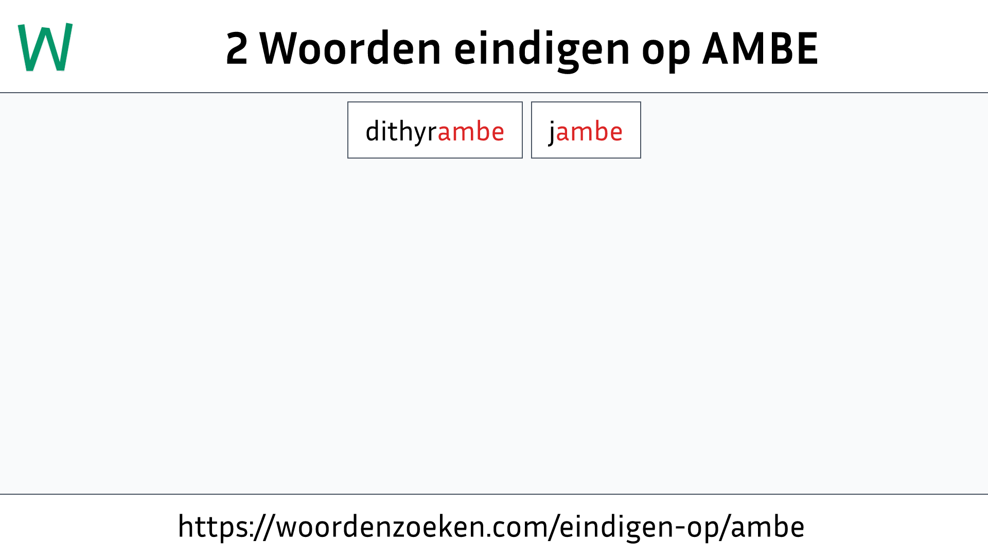 Woorden eindigen op AMBE