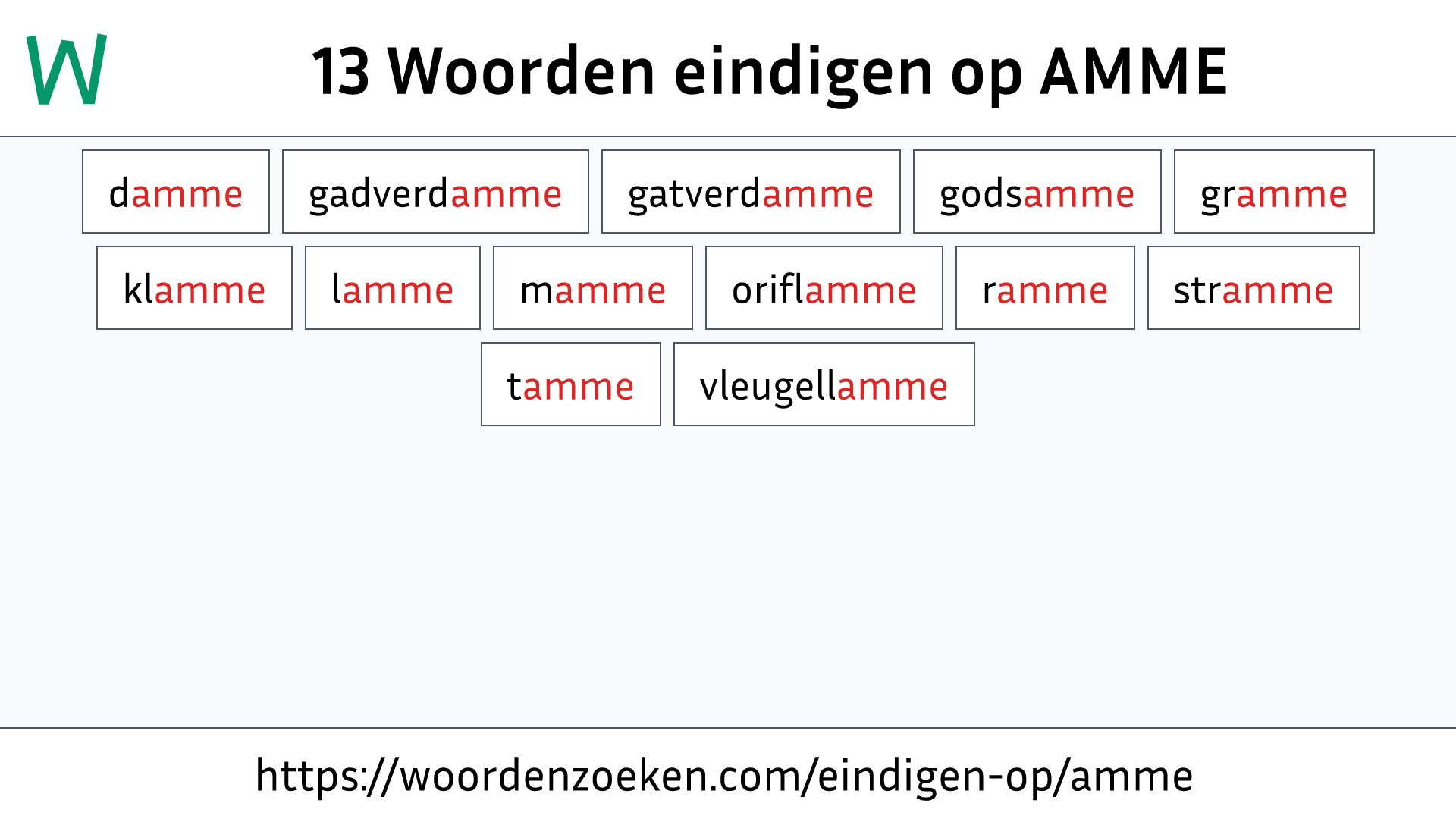 Woorden eindigen op AMME