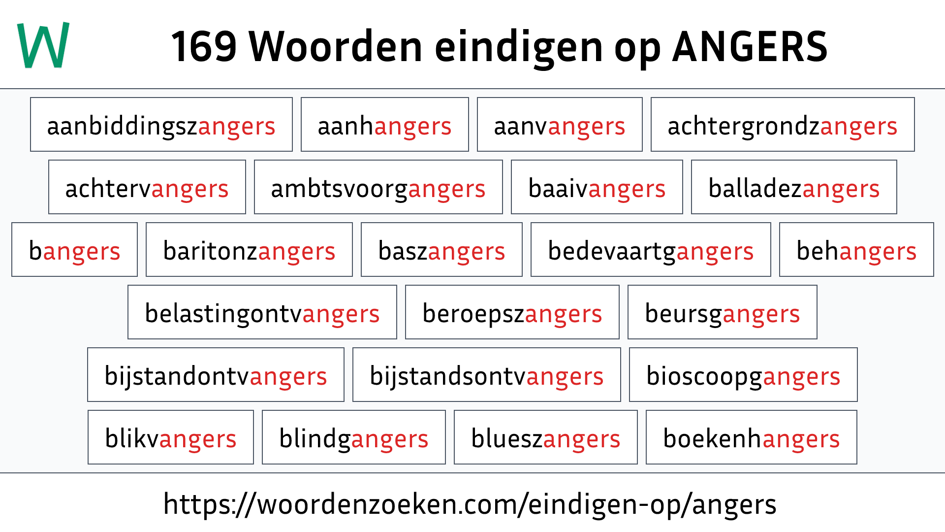 Woorden eindigen op ANGERS