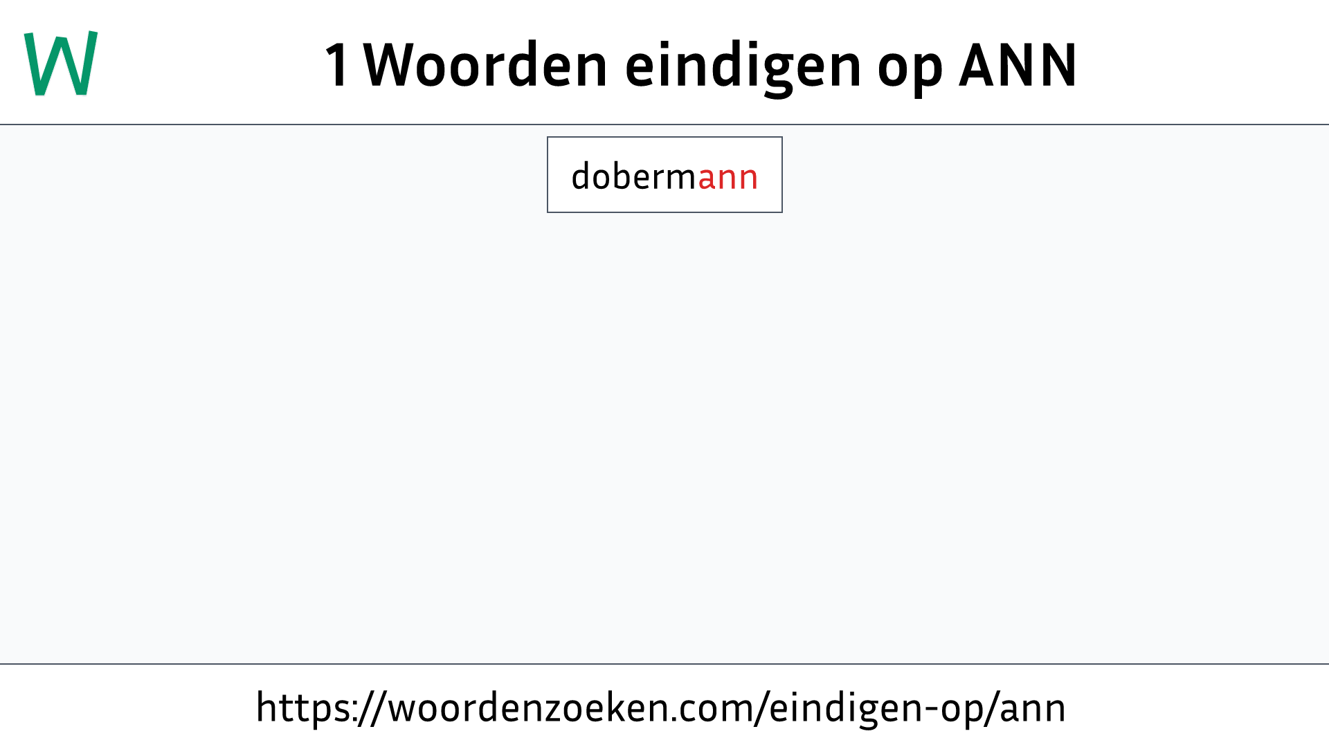 Woorden eindigen op ANN