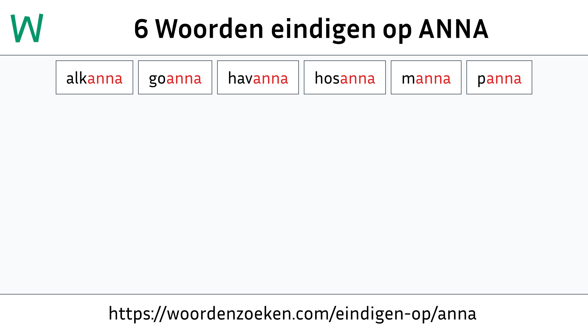 Woorden eindigen op ANNA