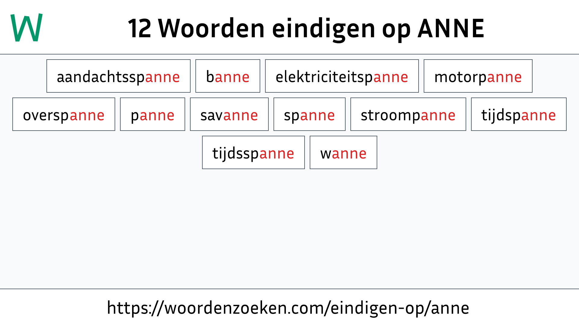 Woorden eindigen op ANNE