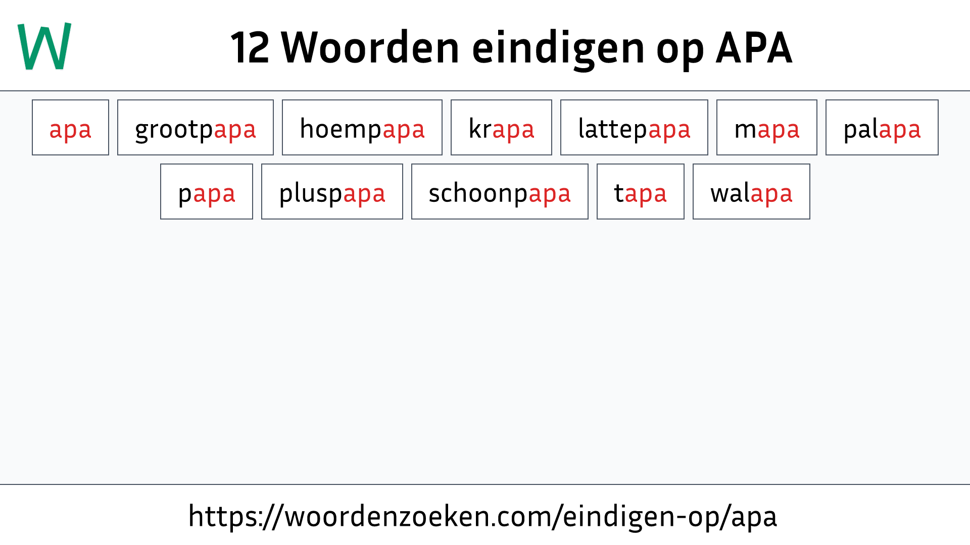 Woorden eindigen op APA