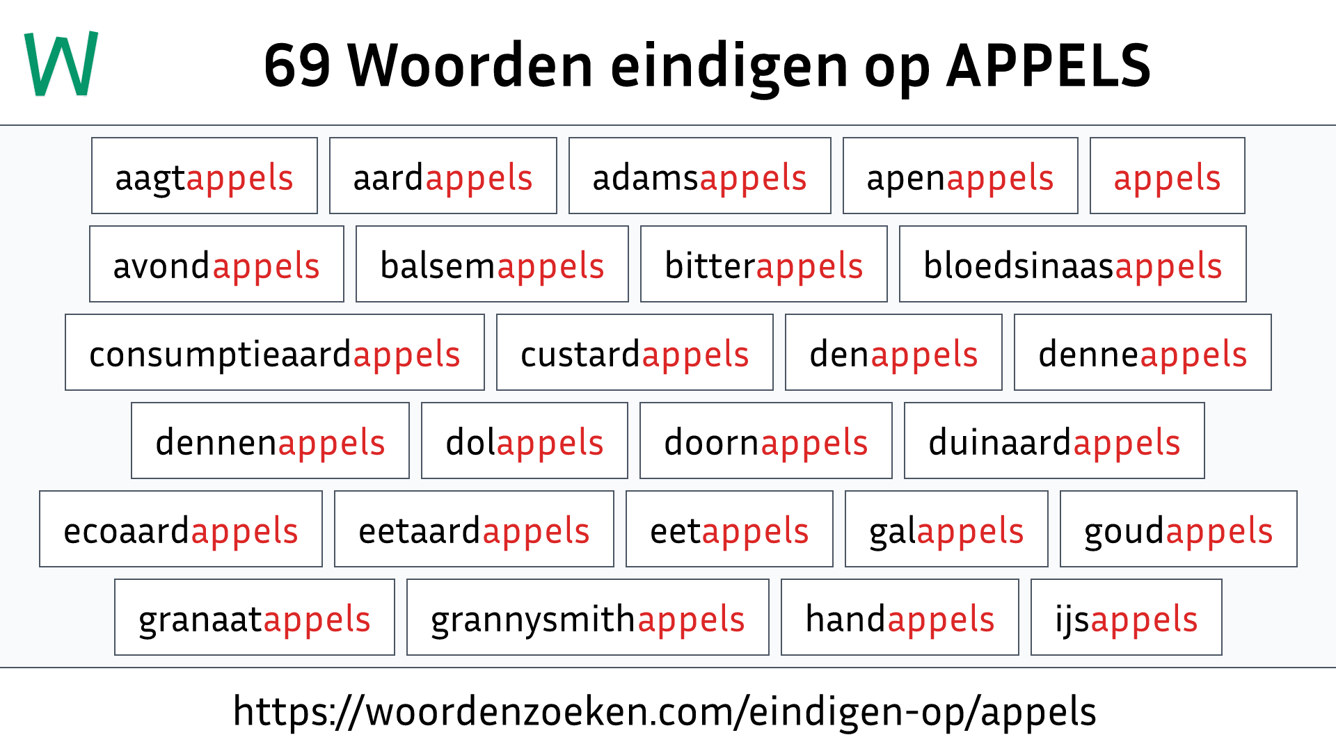 Woorden eindigen op APPELS