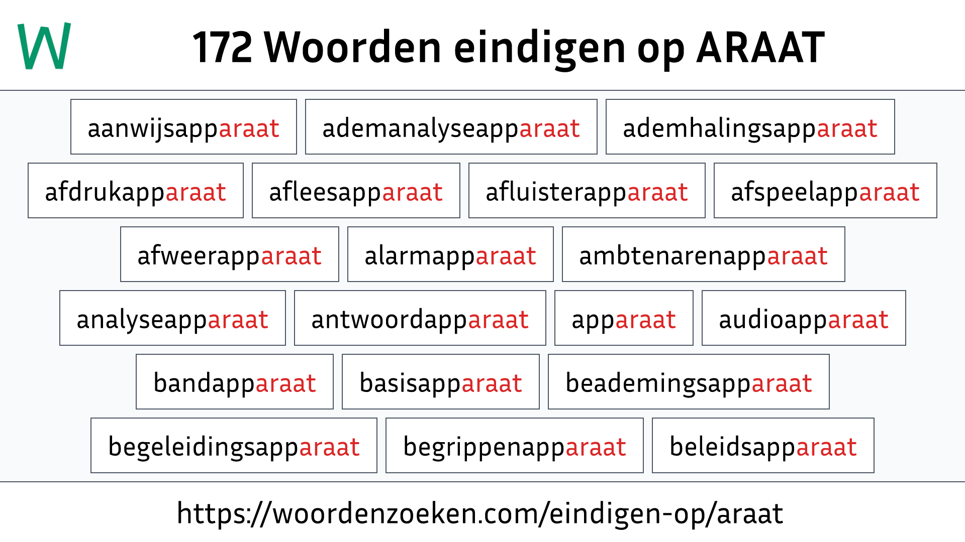 Woorden eindigen op ARAAT