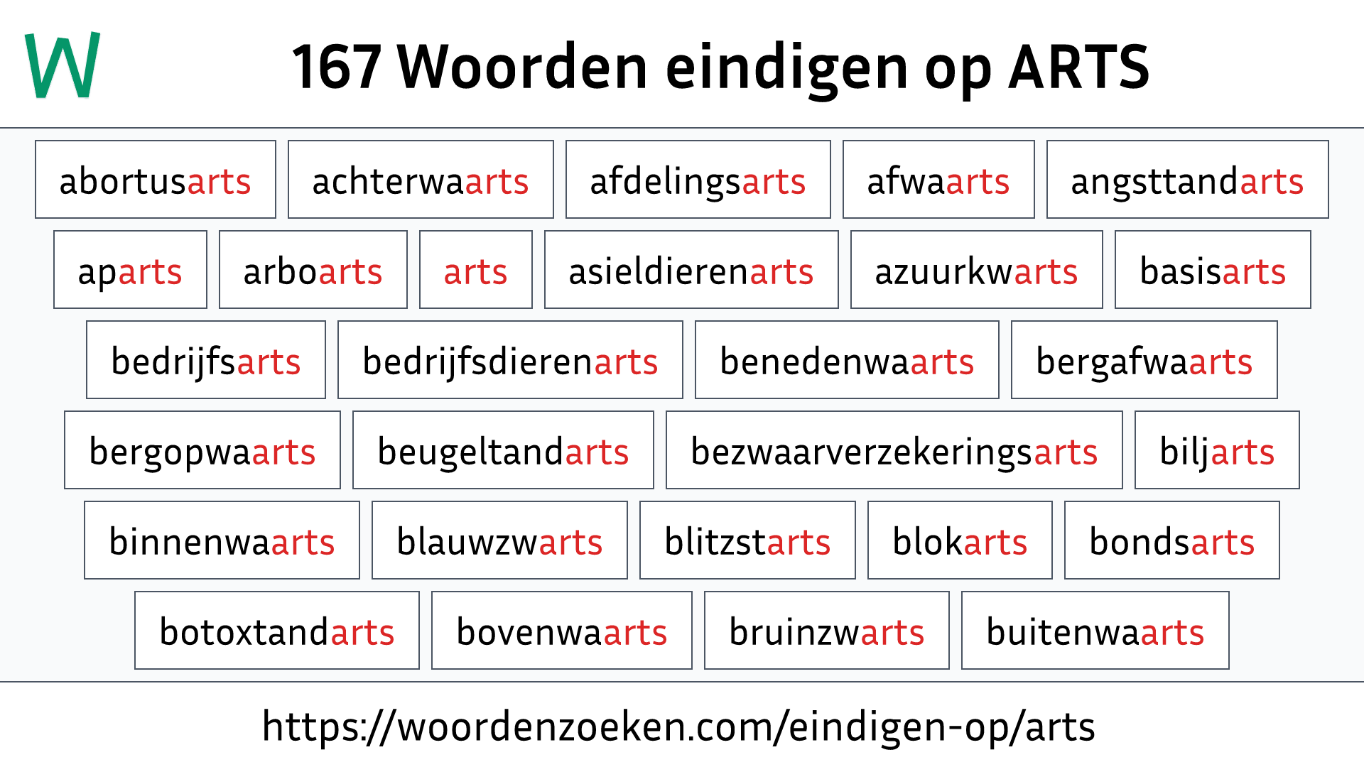 Woorden eindigen op ARTS