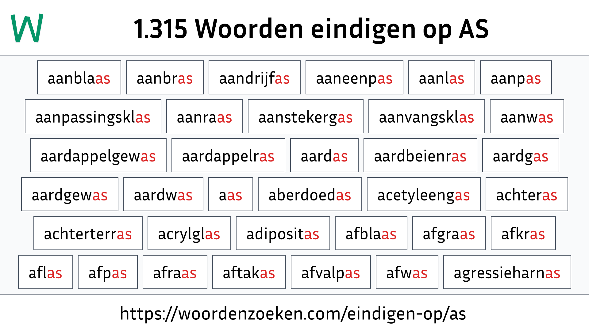 Woorden eindigen op AS