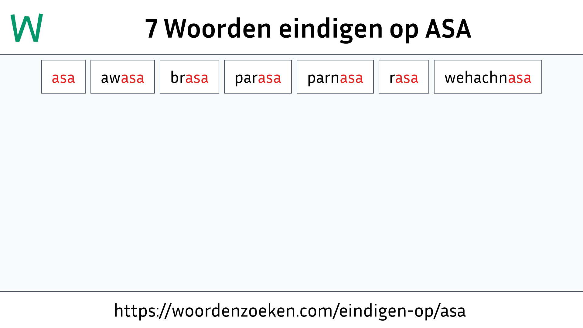 Woorden eindigen op ASA