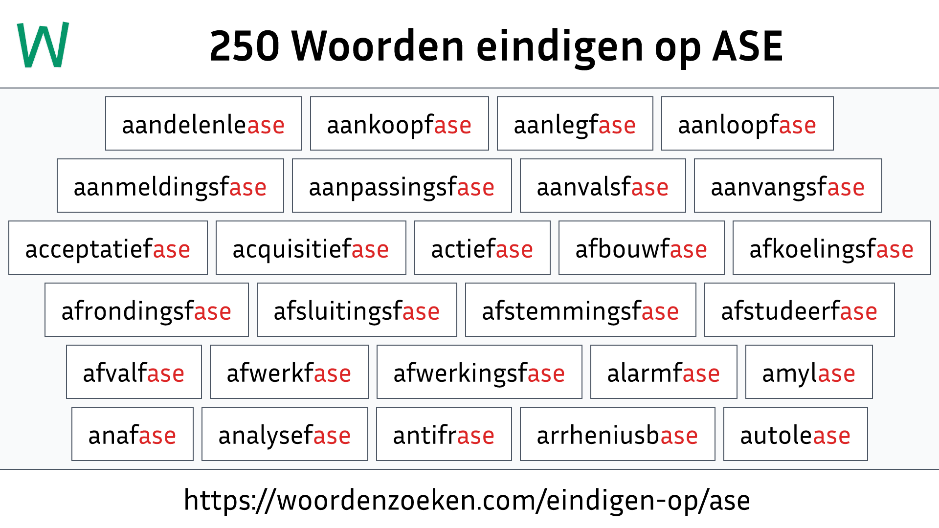Woorden eindigen op ASE