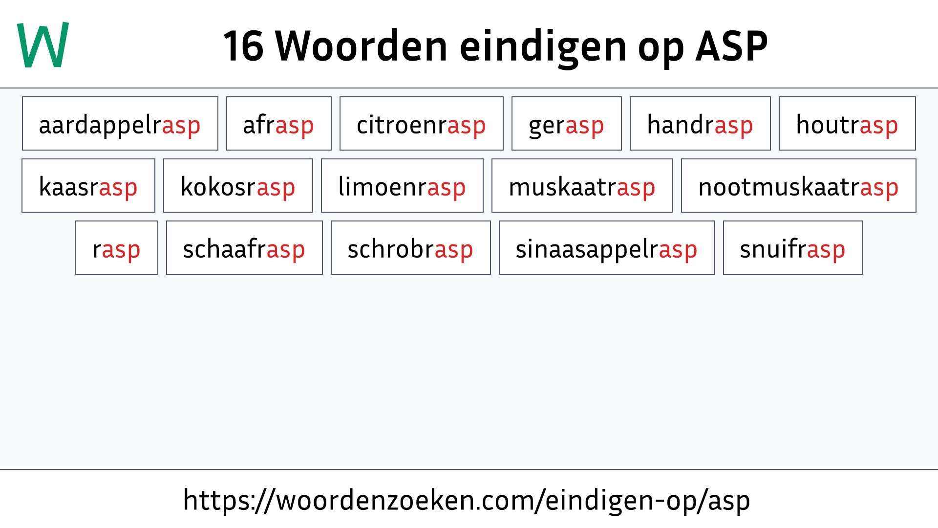 Woorden eindigen op ASP