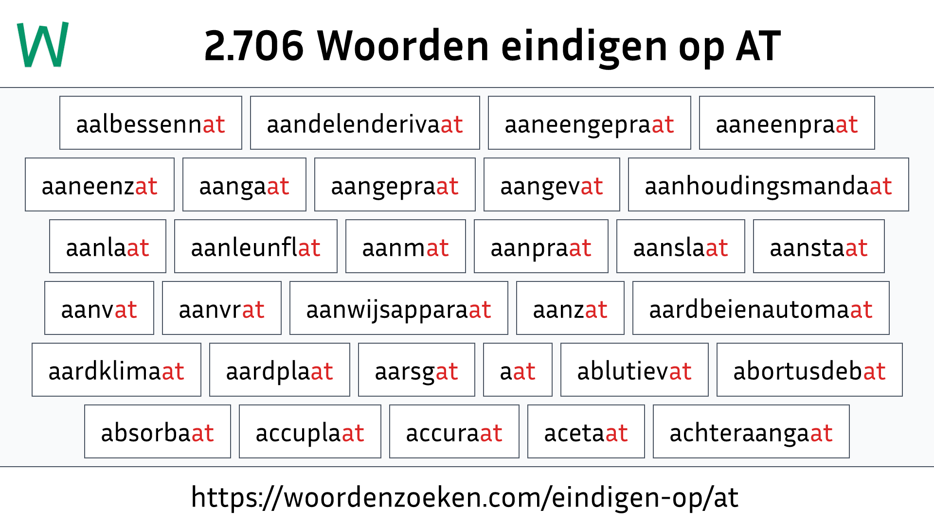 Woorden eindigen op AT