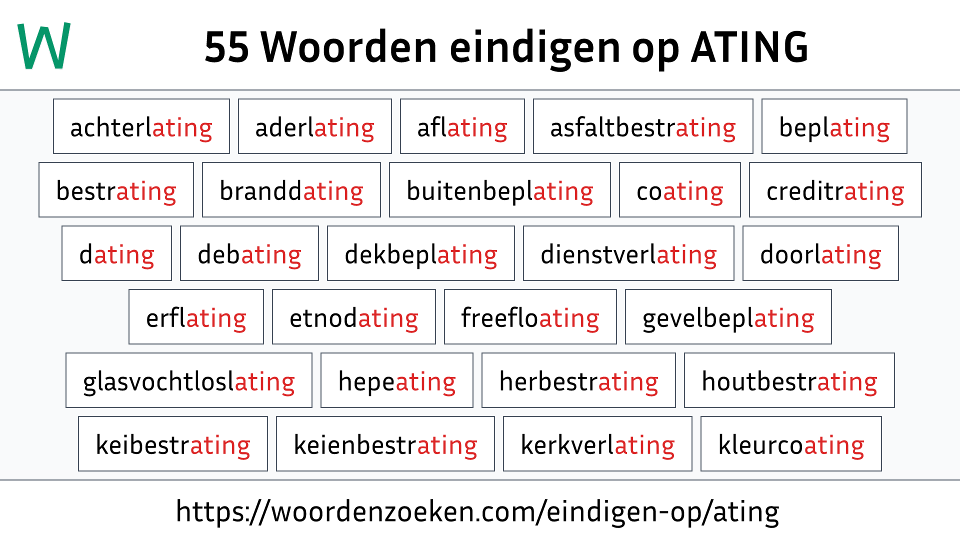 Woorden eindigen op ATING