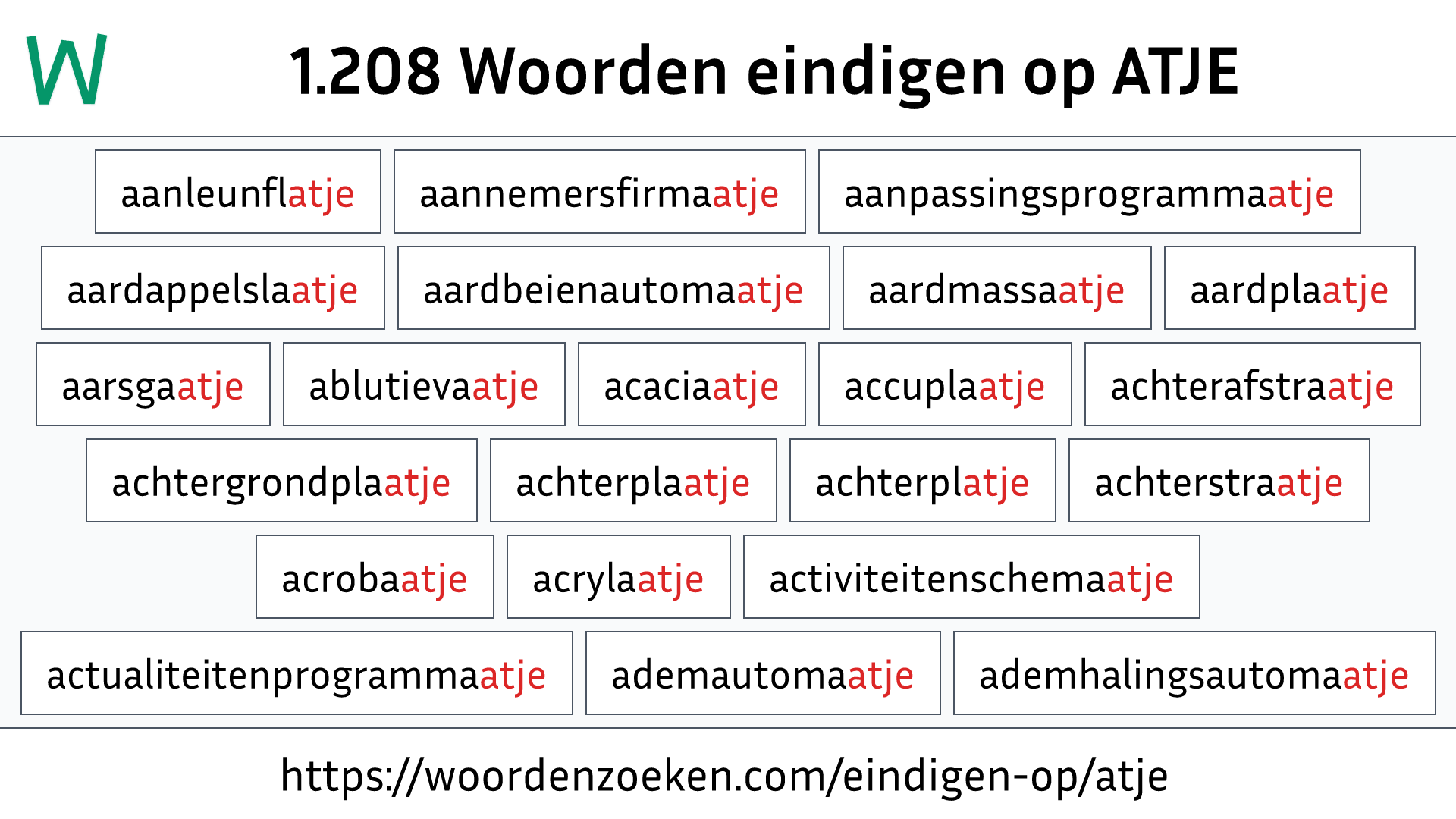 Woorden eindigen op ATJE