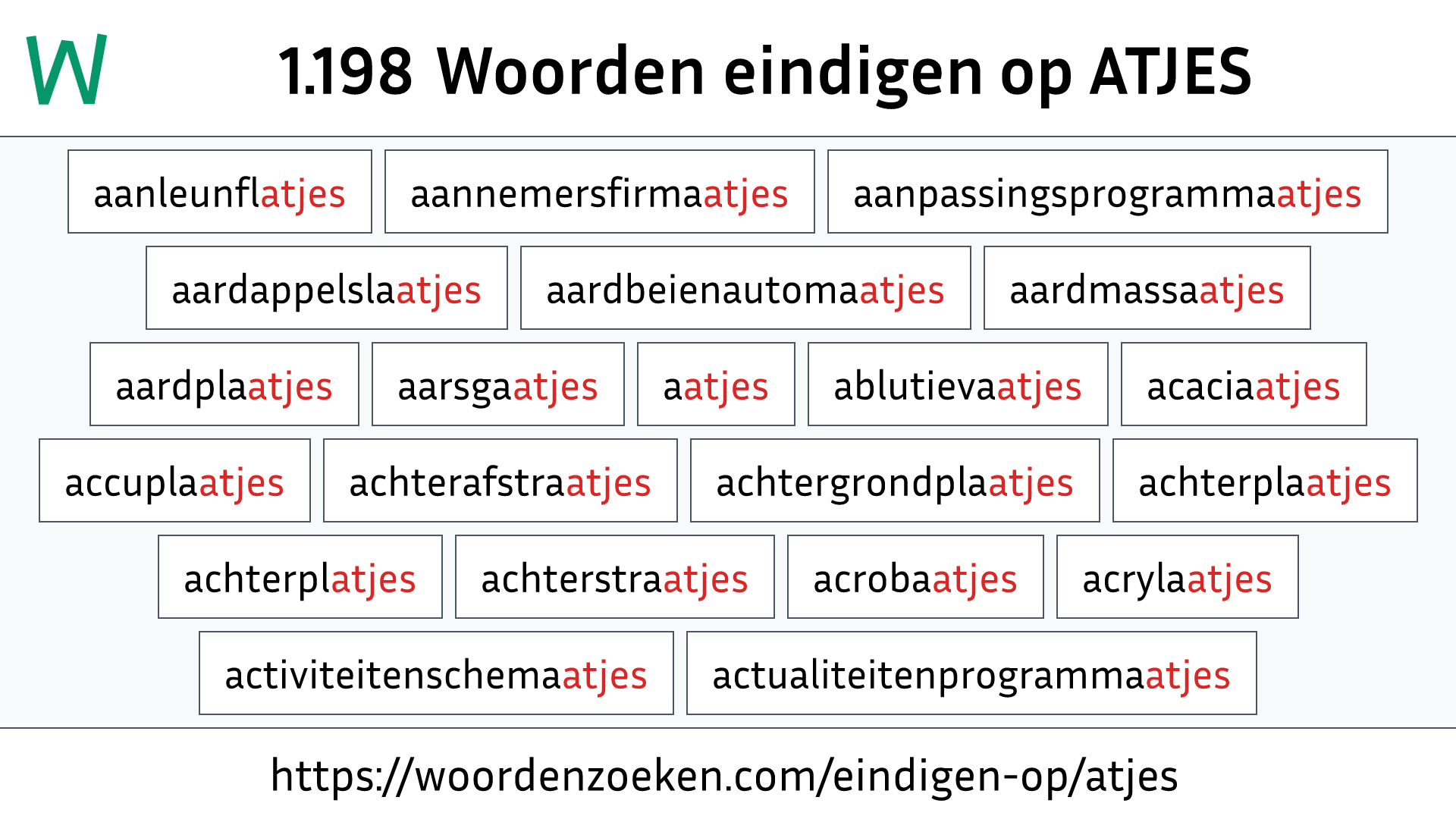 Woorden eindigen op ATJES