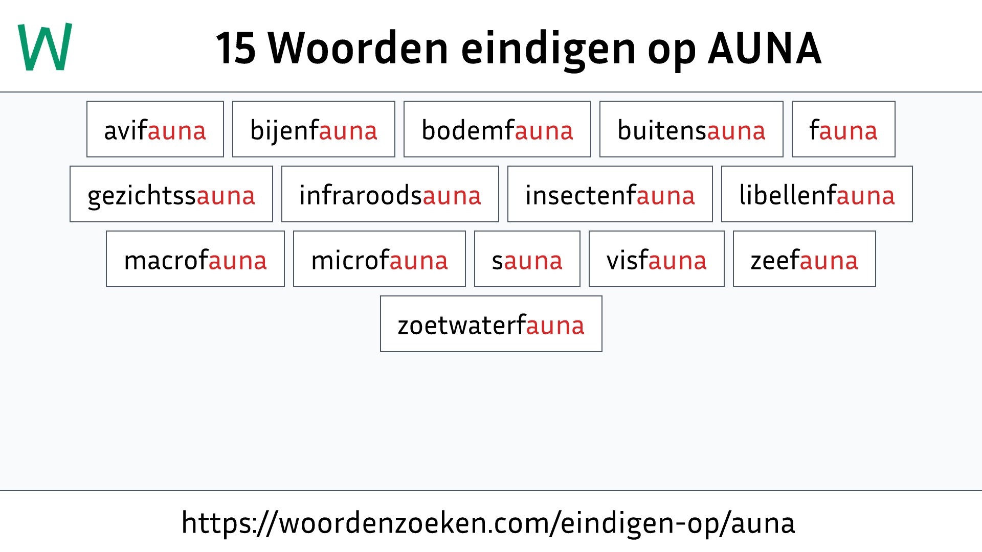 Woorden eindigen op AUNA