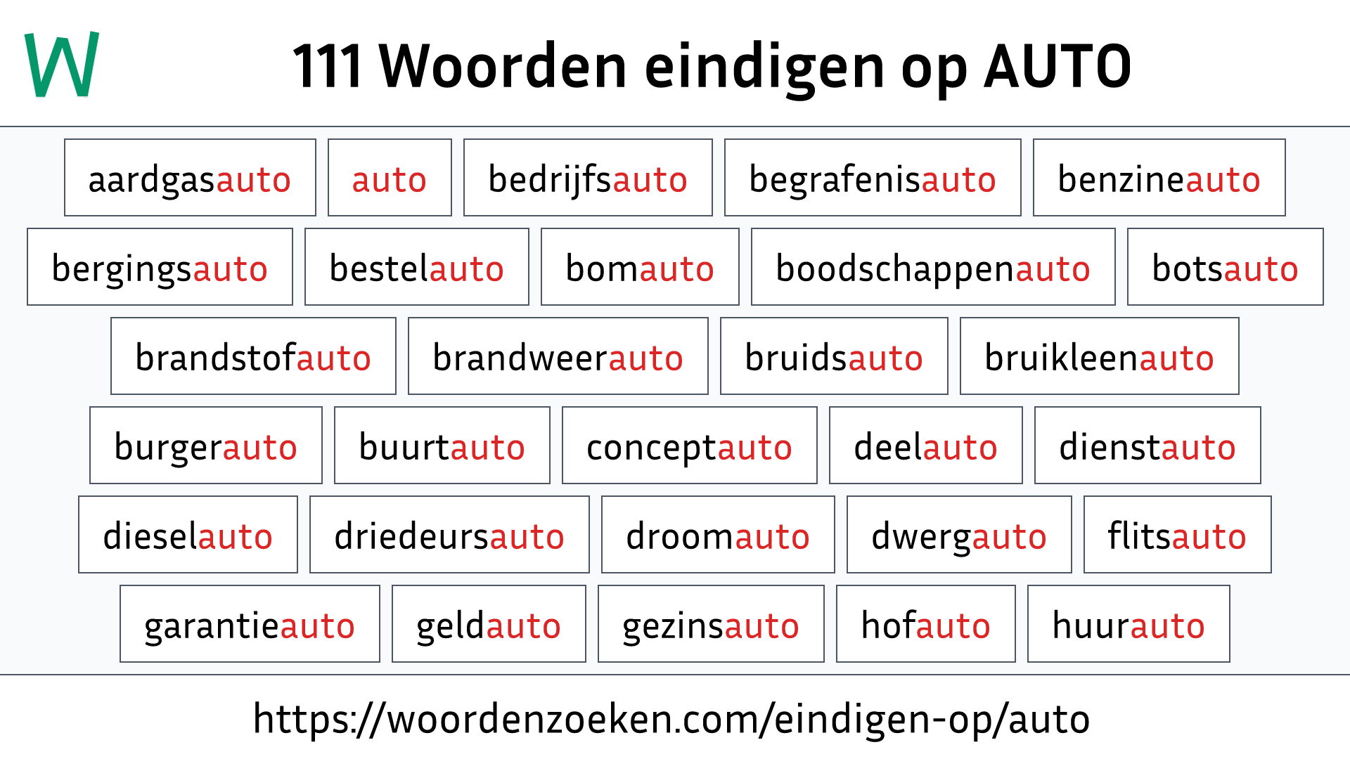 Woorden eindigen op AUTO