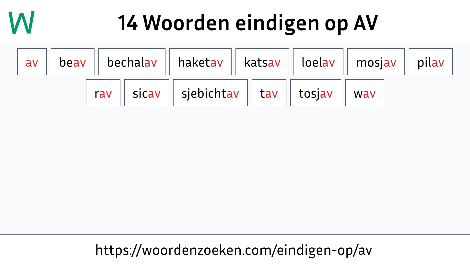 Woorden eindigen op AV