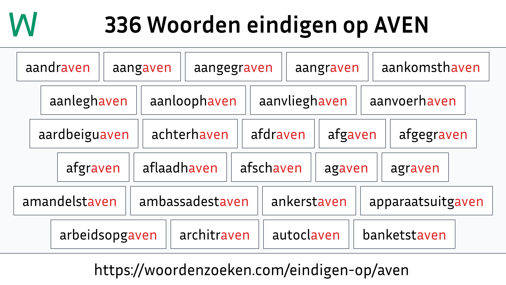 Woorden eindigen op AVEN