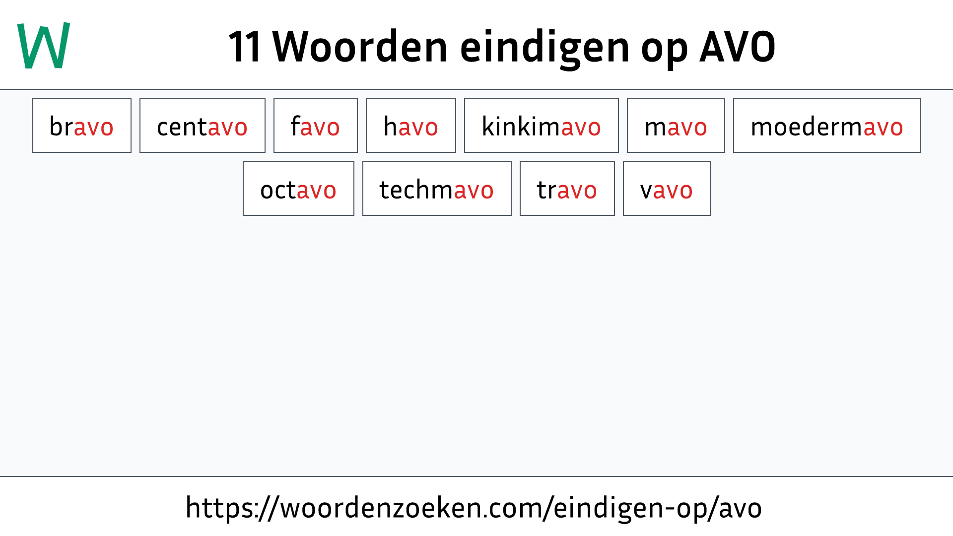 Woorden eindigen op AVO