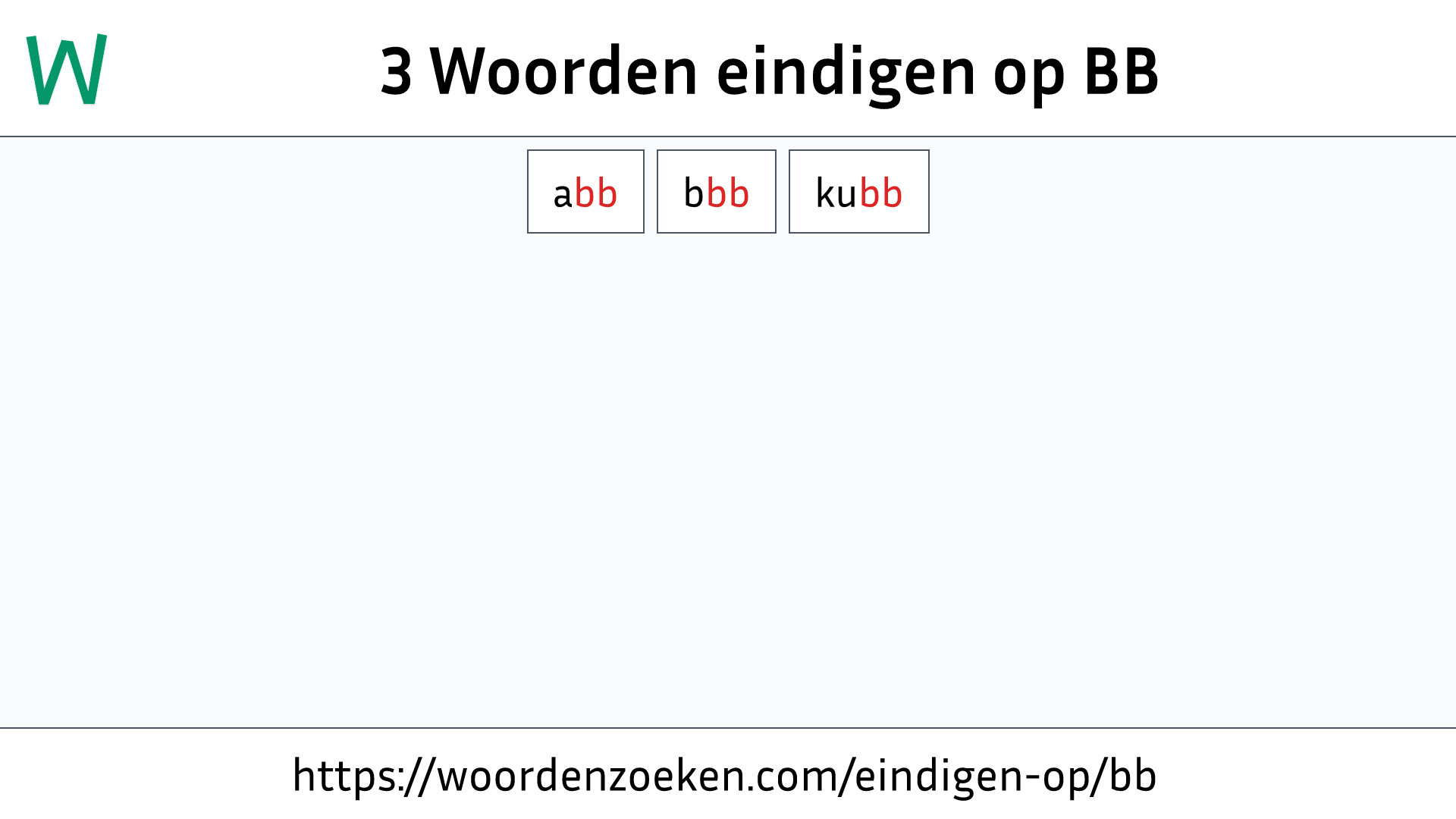 Woorden eindigen op BB