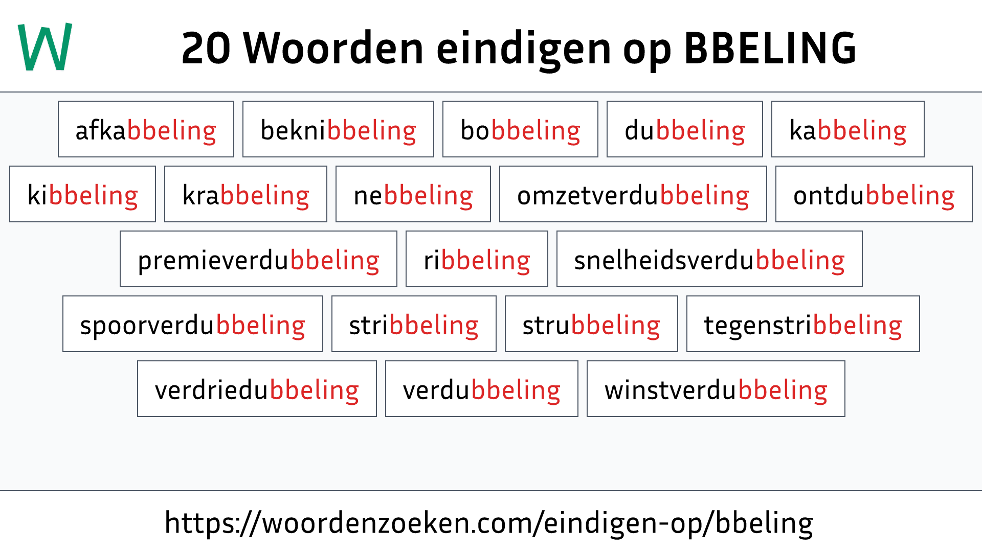 Woorden eindigen op BBELING