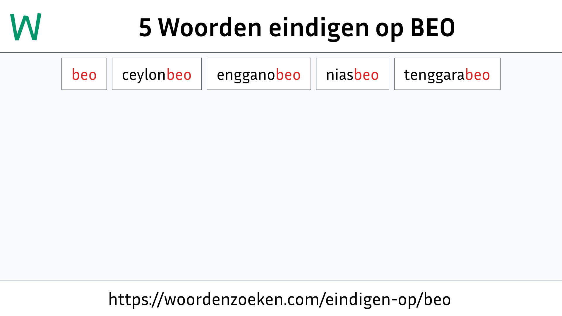 Woorden eindigen op BEO