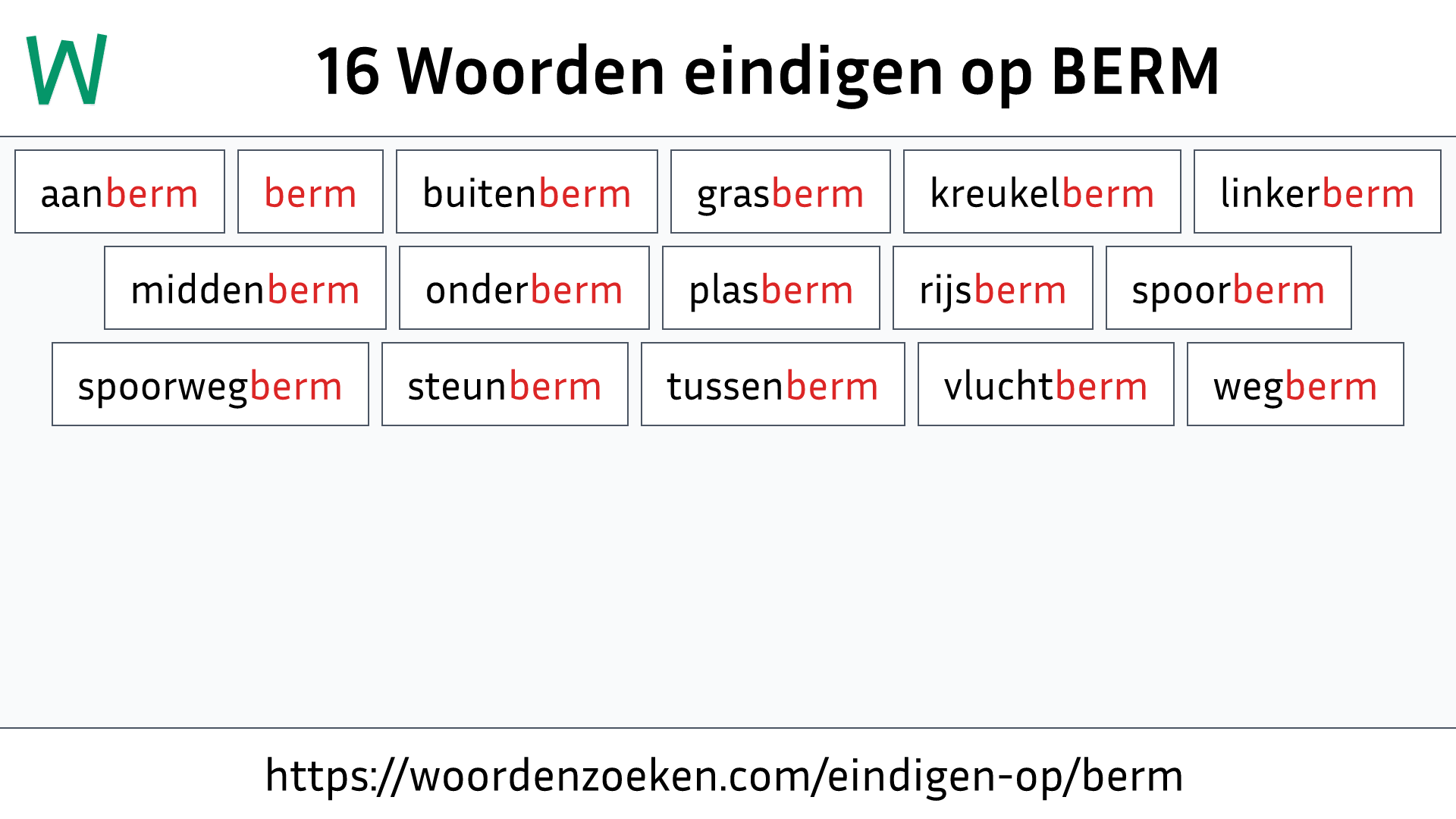 Woorden eindigen op BERM