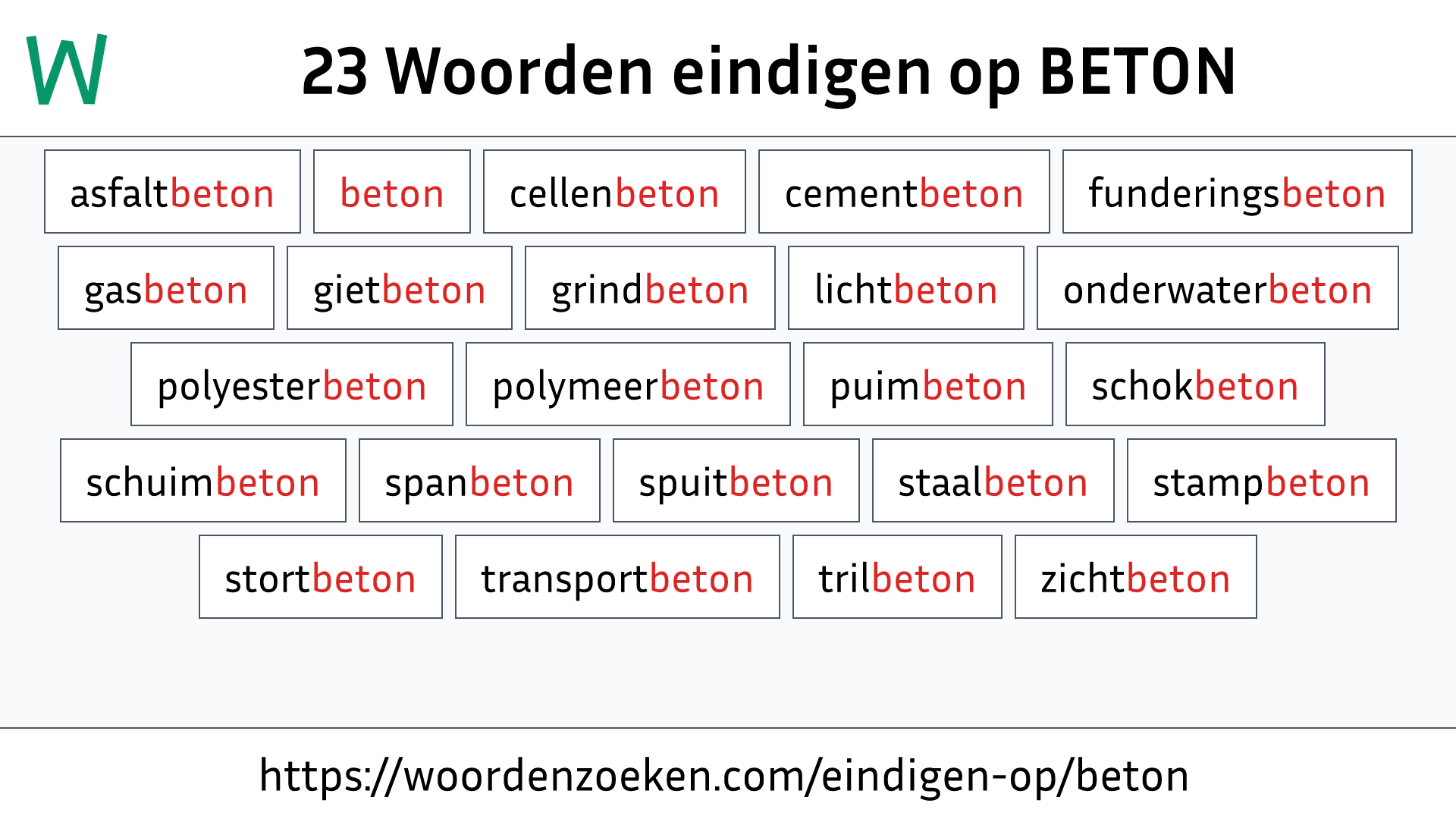 Woorden eindigen op BETON
