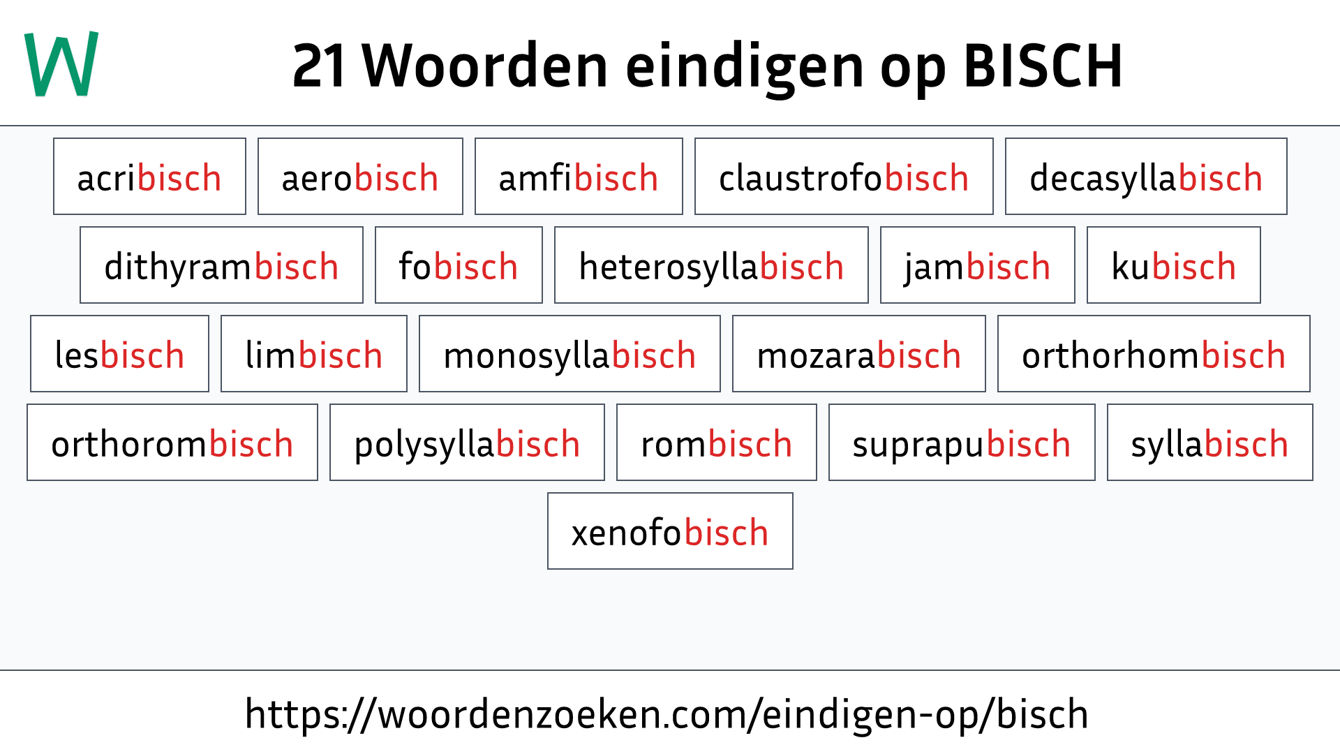 Woorden eindigen op BISCH