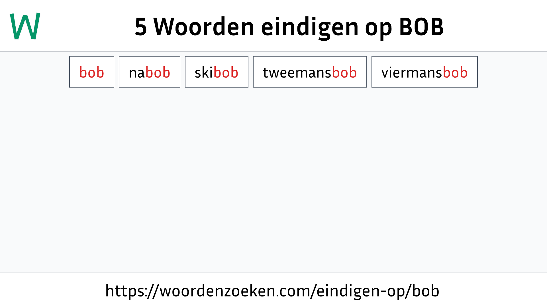 Woorden eindigen op BOB