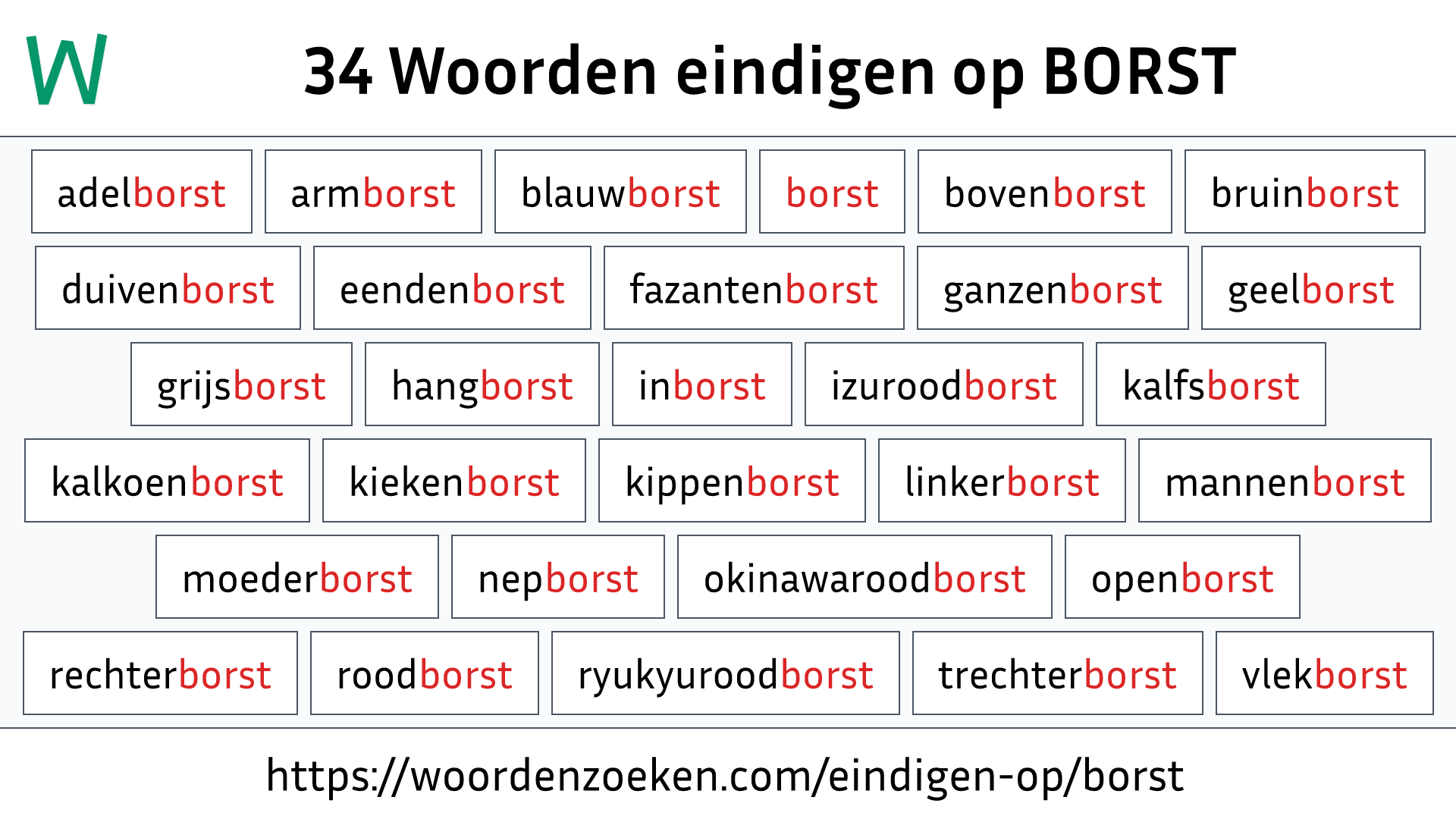 Woorden eindigen op BORST