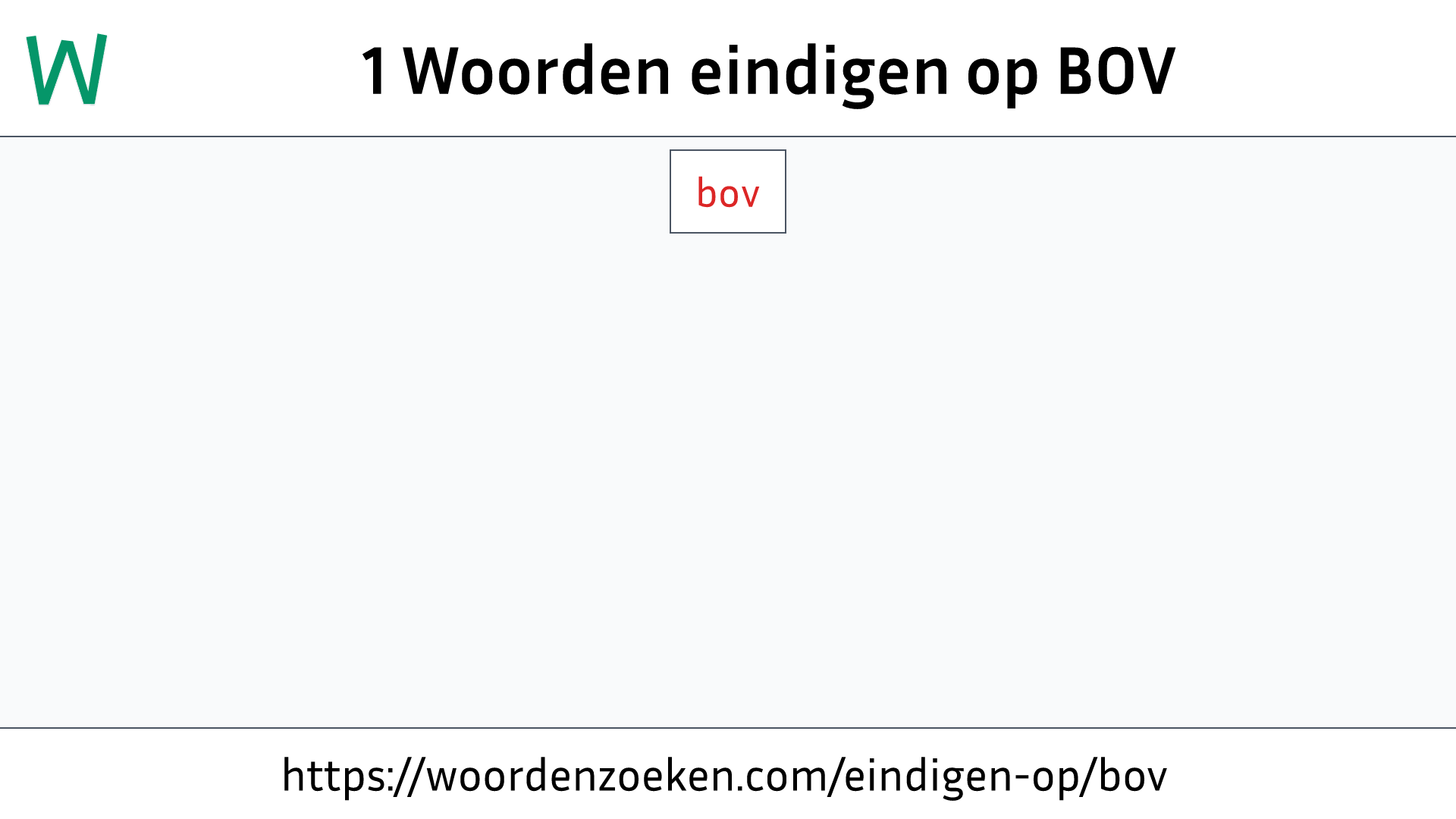 Woorden eindigen op BOV