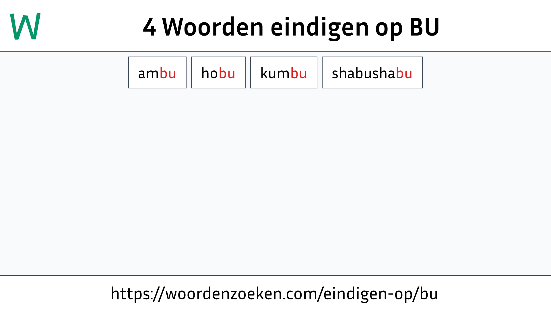 Woorden eindigen op BU