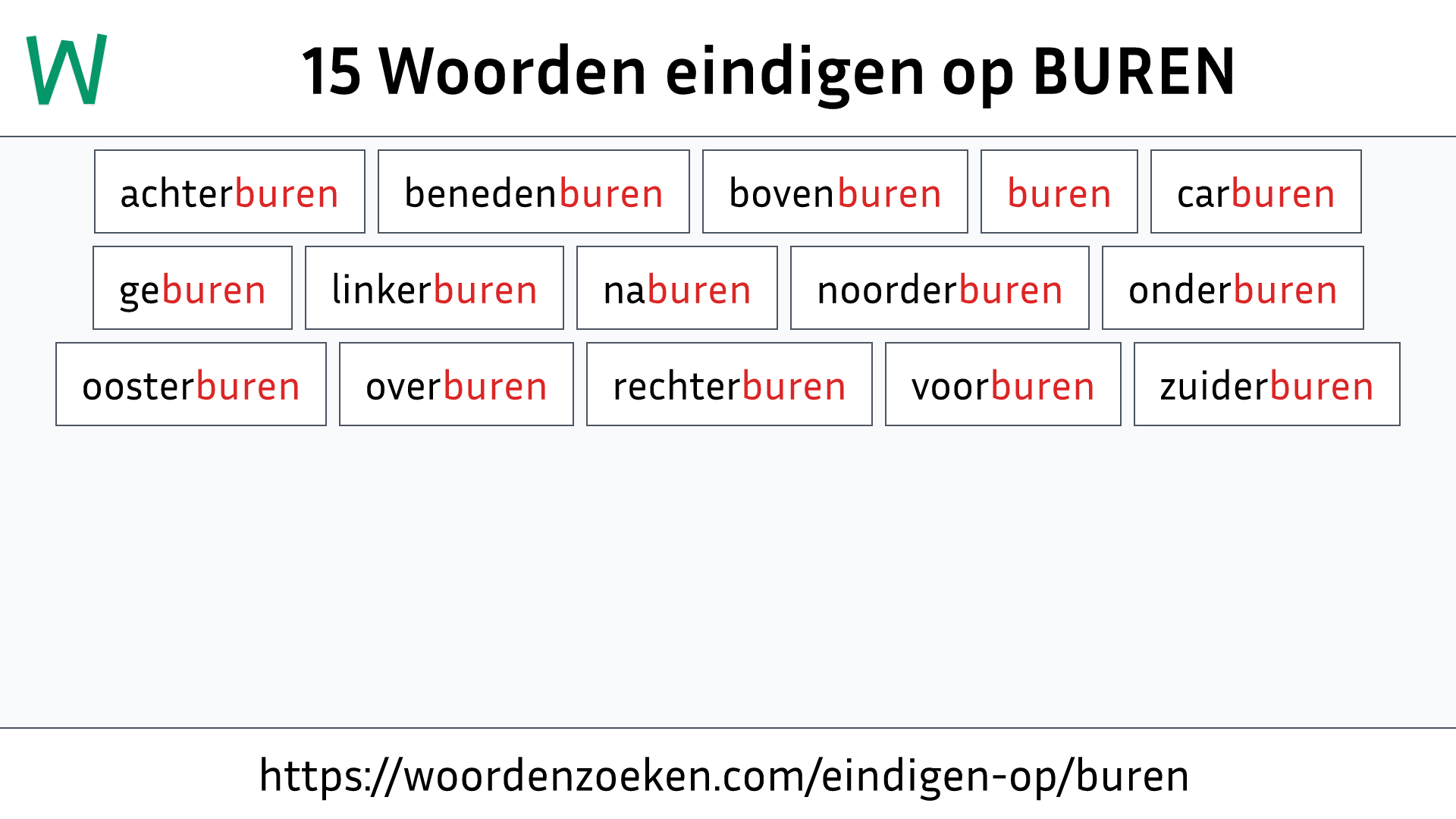 Woorden eindigen op BUREN