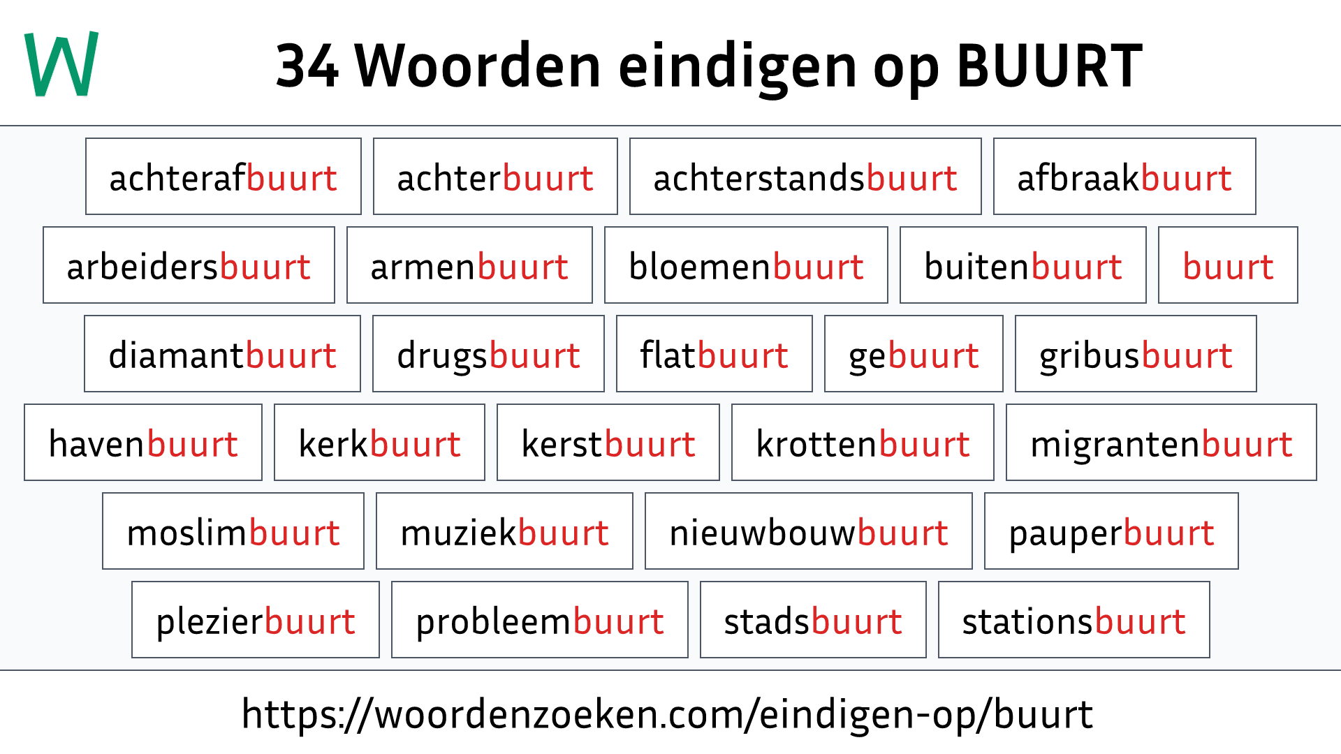 Woorden eindigen op BUURT