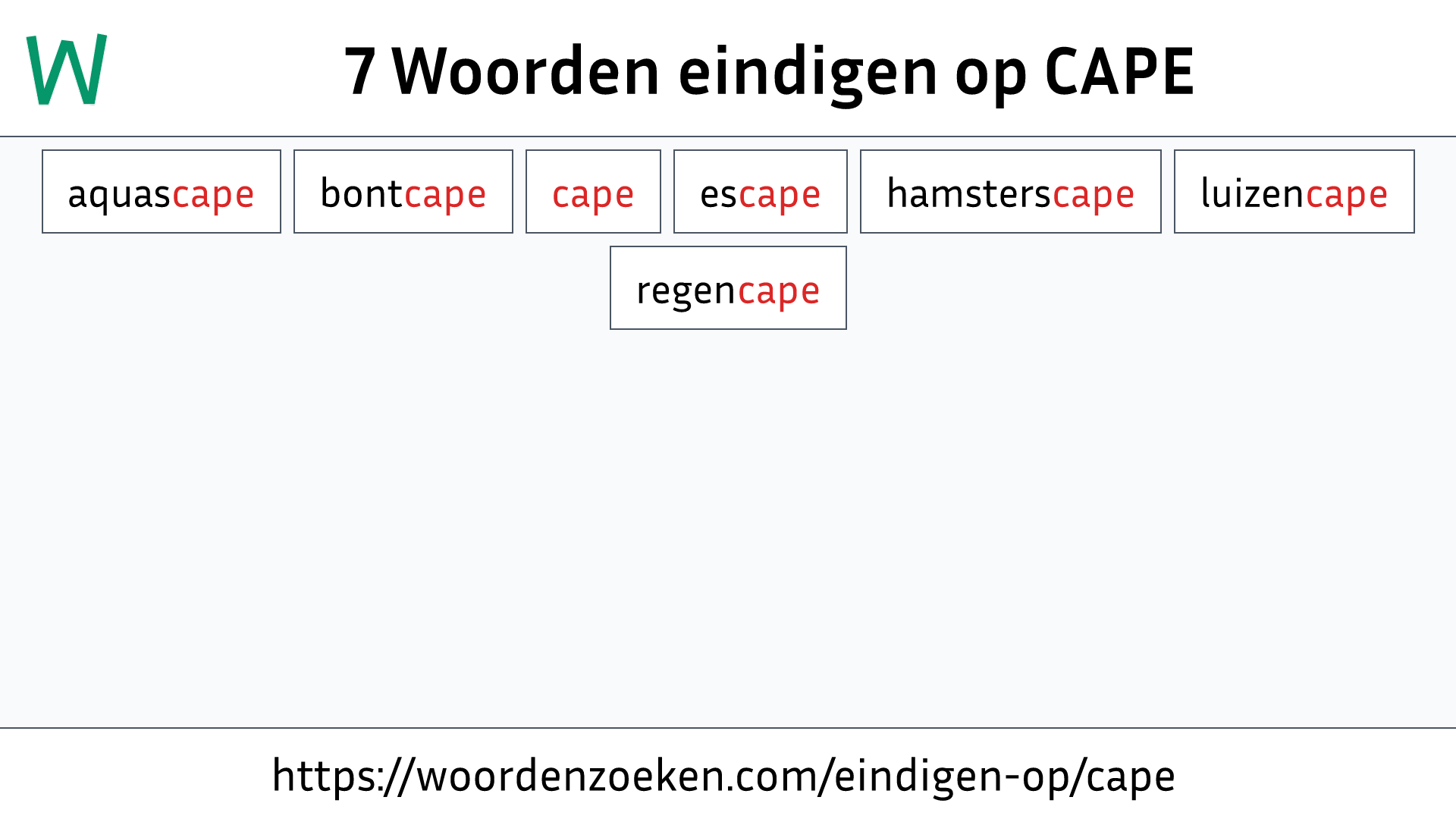 Woorden eindigen op CAPE